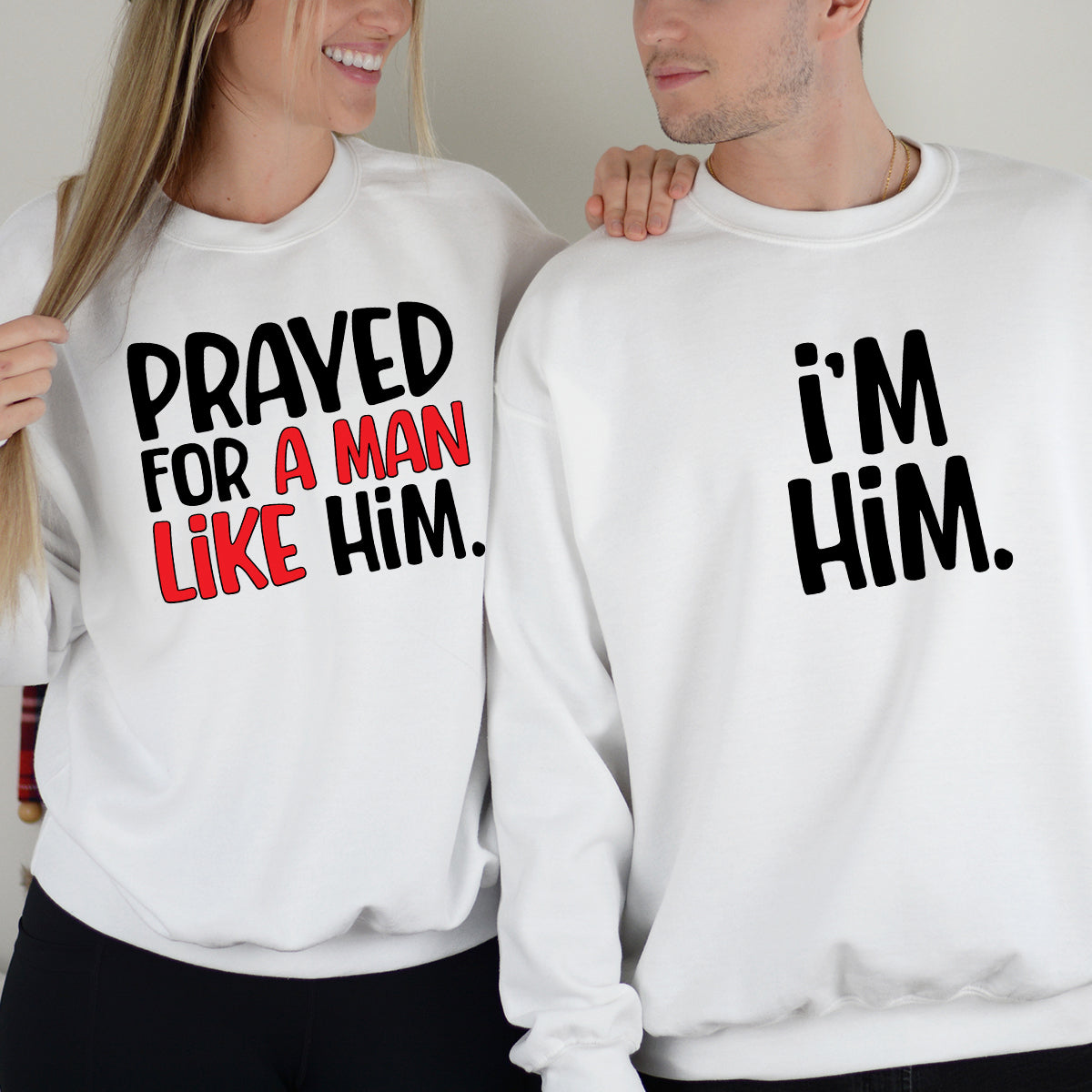 Funny Prayed For Him Matching Hoodies For Couples