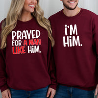 Funny Prayed For Him Matching Hoodies For Couples