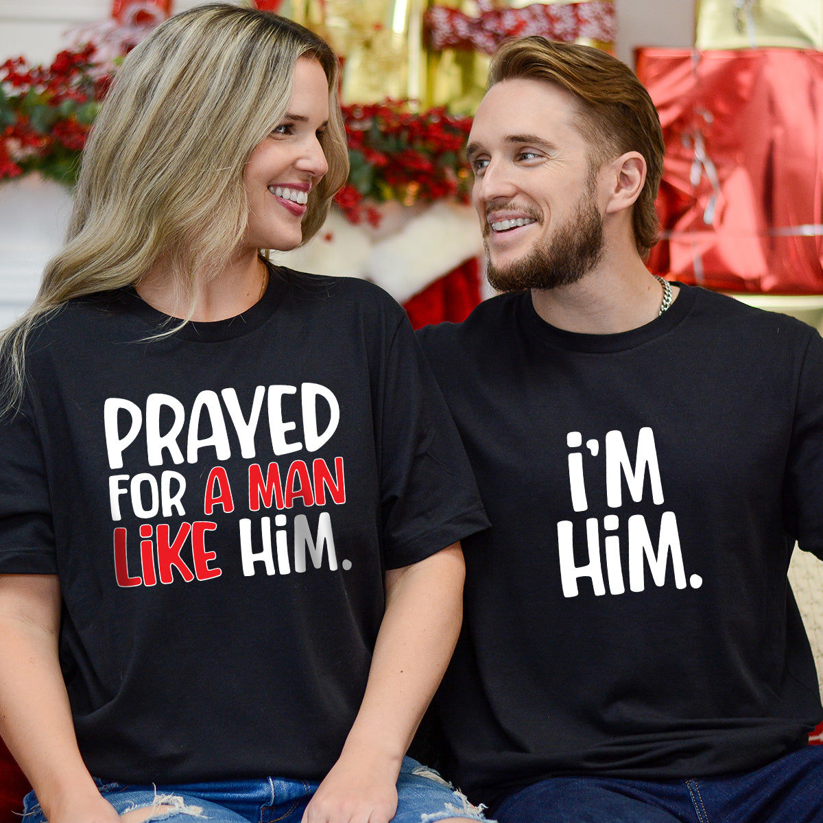Funny Prayed For Him Matching T-Shirts For Couples