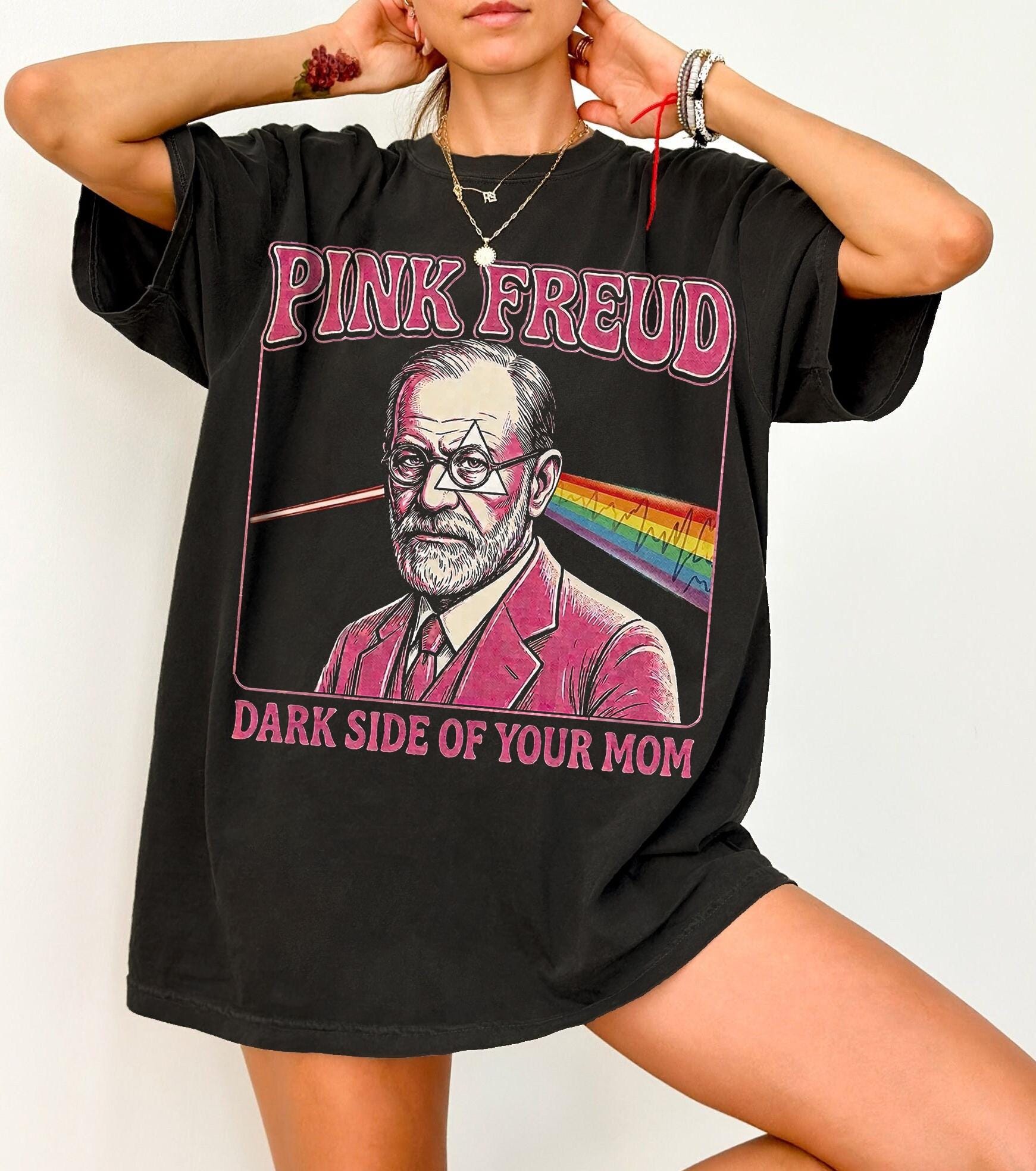 Funny Psychology Graphic T-Shirt – Sigmund Freud Dark Humor Therapist Joke Tee
