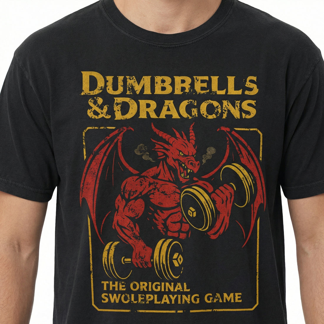 Funny RPG Gym Workout Graphic T-Shirt – Vintage Swole Tabletop Gamer Tee