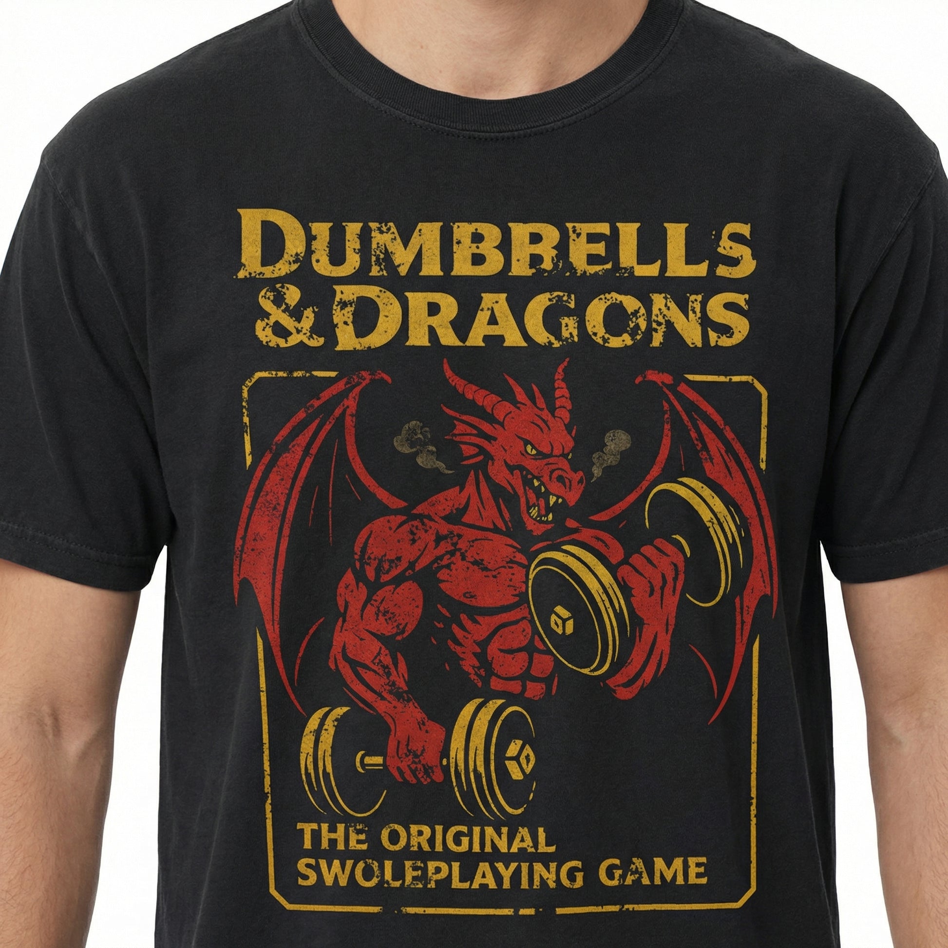 Funny RPG Gym Workout Graphic T-Shirt – Vintage Swole Tabletop Gamer Tee