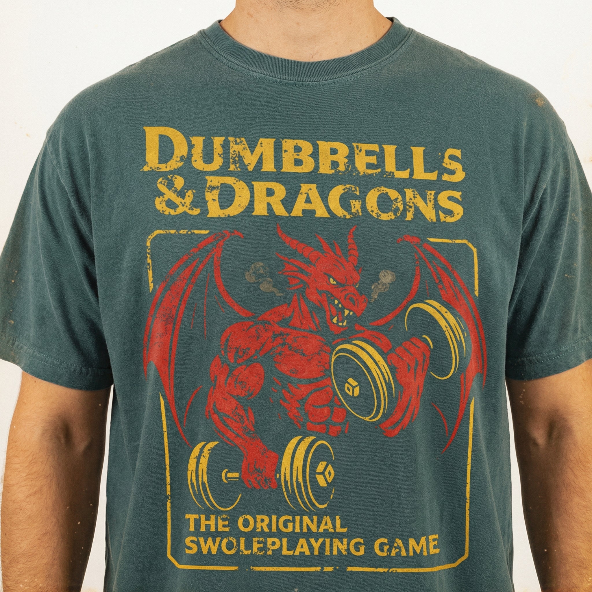 Funny RPG Gym Workout Graphic T-Shirt – Vintage Swole Tabletop Gamer Tee