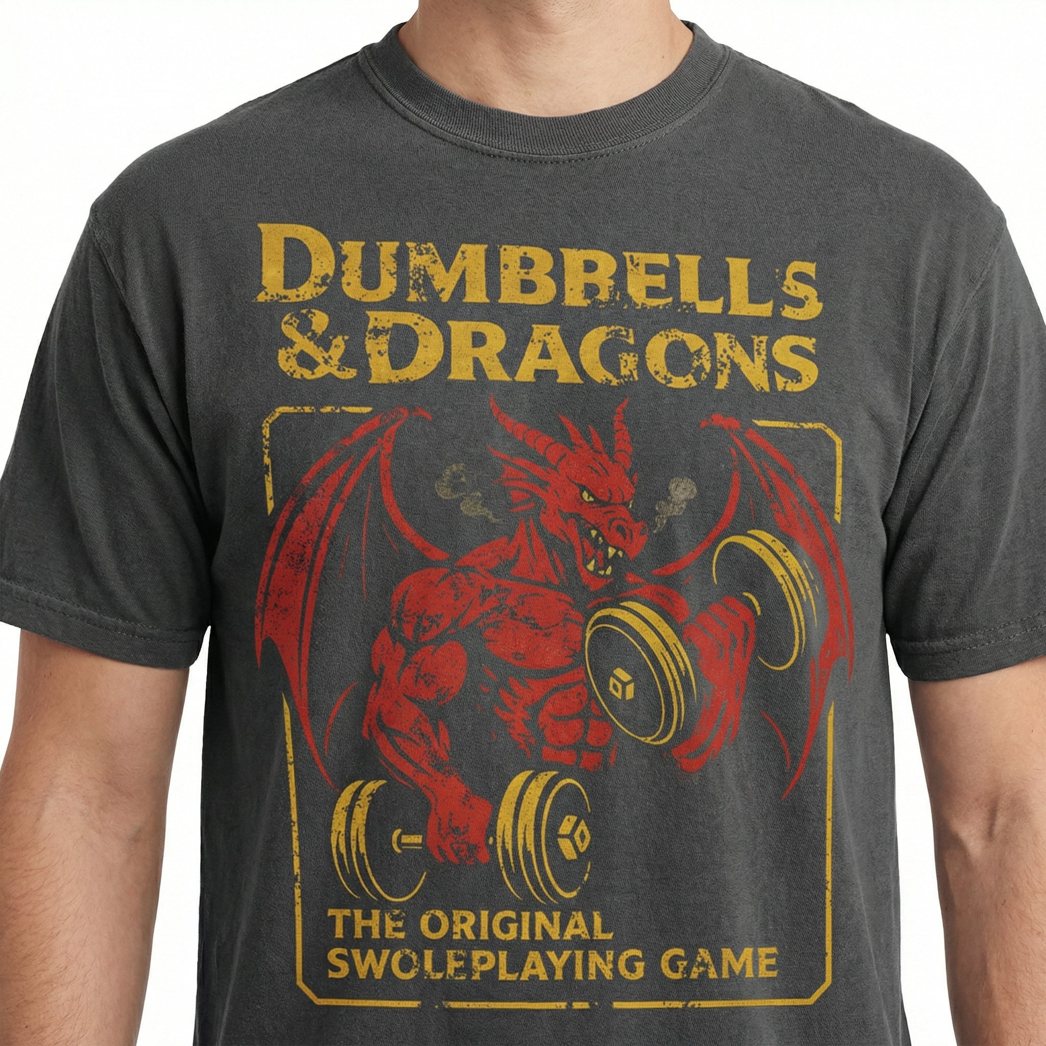 Funny RPG Gym Workout Graphic T-Shirt – Vintage Swole Tabletop Gamer Tee