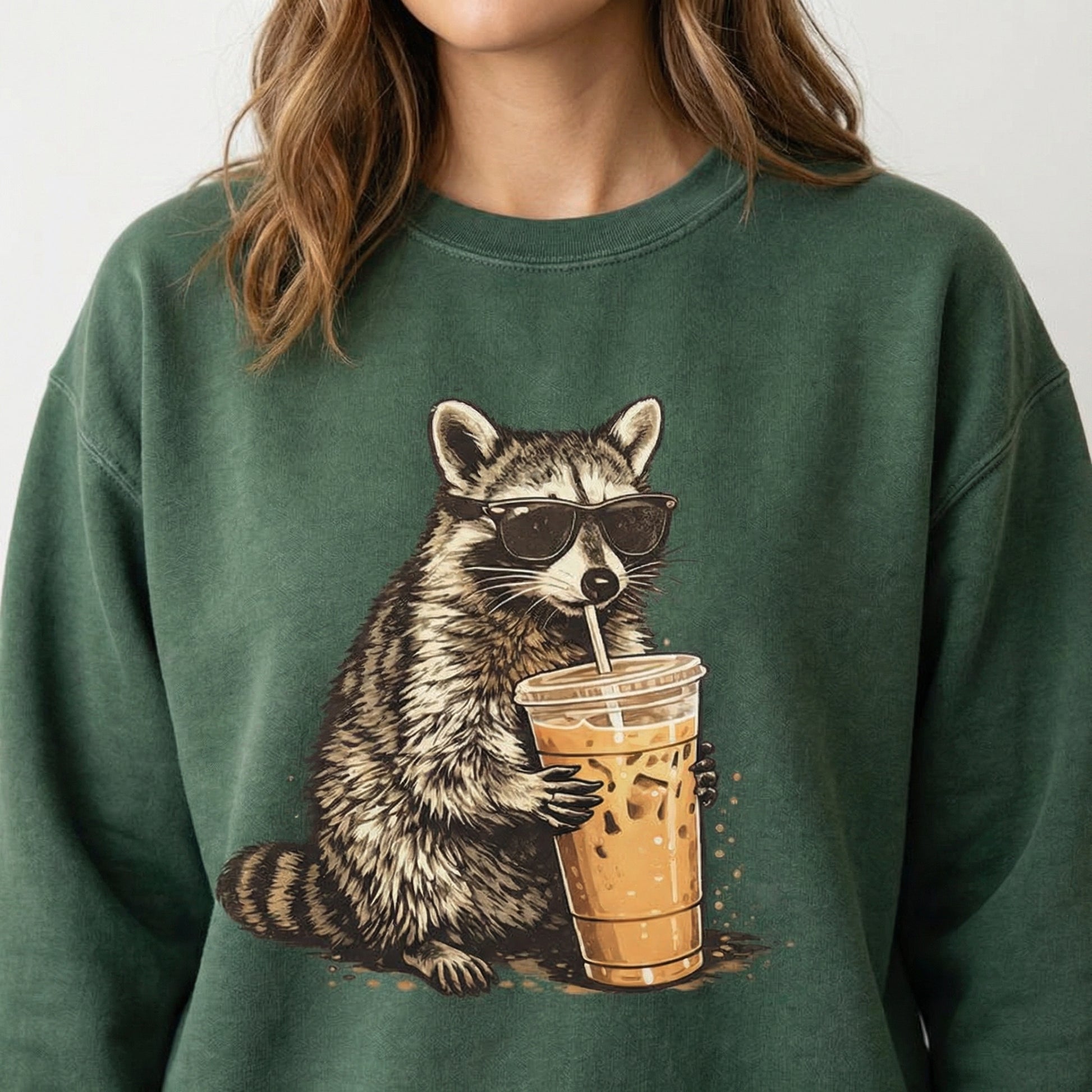 Funny Raccoon Iced Coffee Graphic T-Shirt – Cute Animal Lover Tee