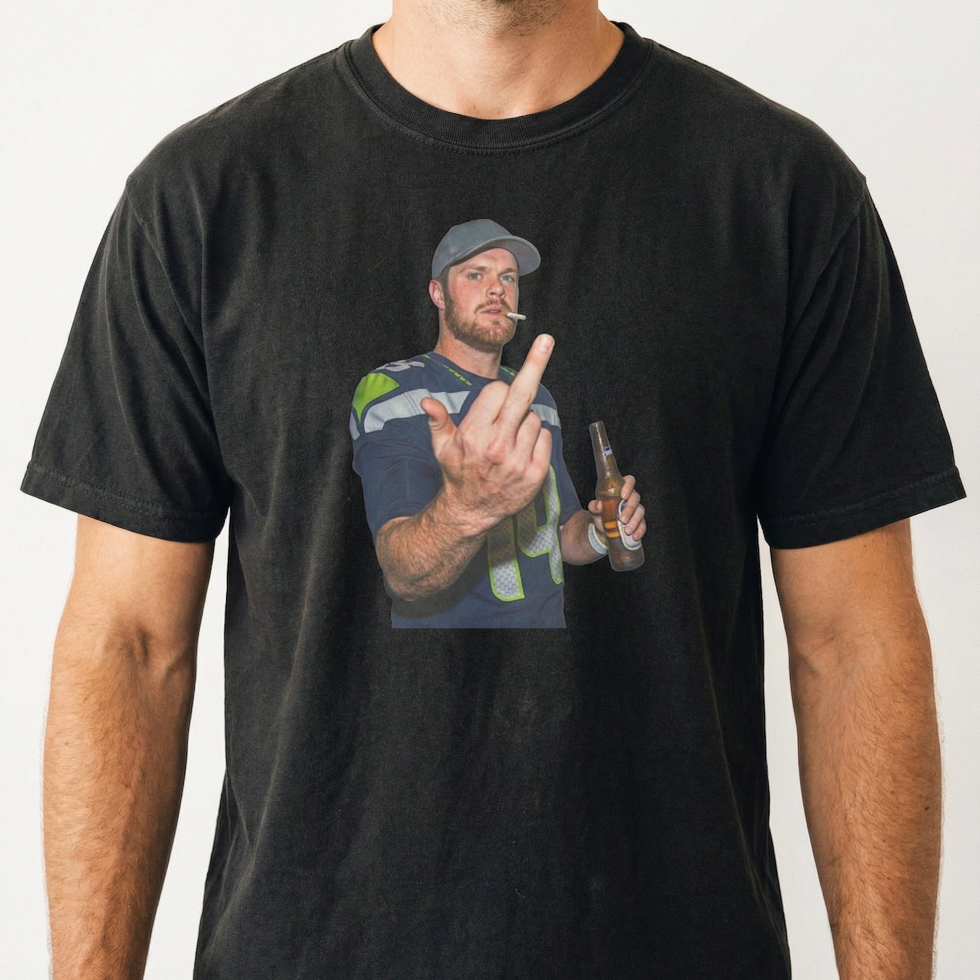 Funny Rebellious Football Fan Graphic T-Shirt – Vintage Darnold Meme Style Tee