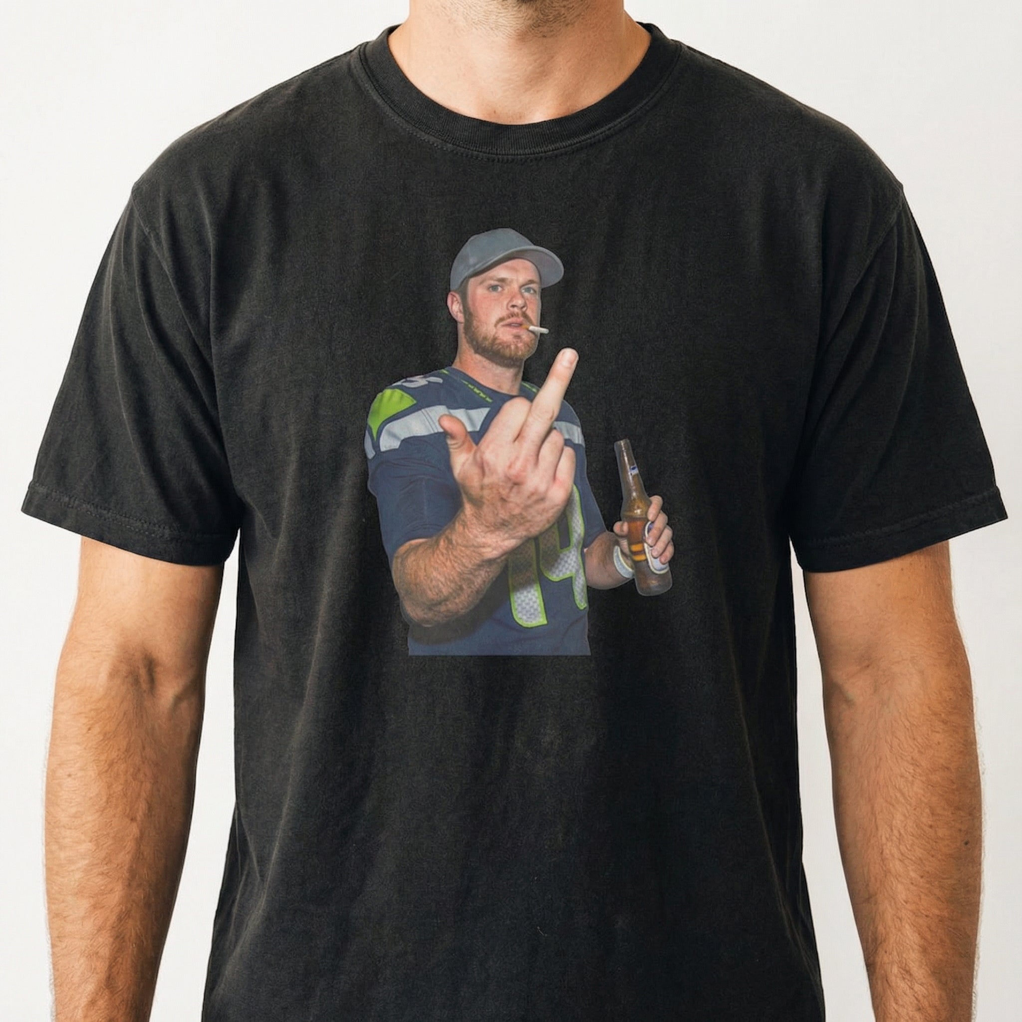 Funny Rebellious Football Fan Graphic T-Shirt – Vintage Darnold Meme Style Tee