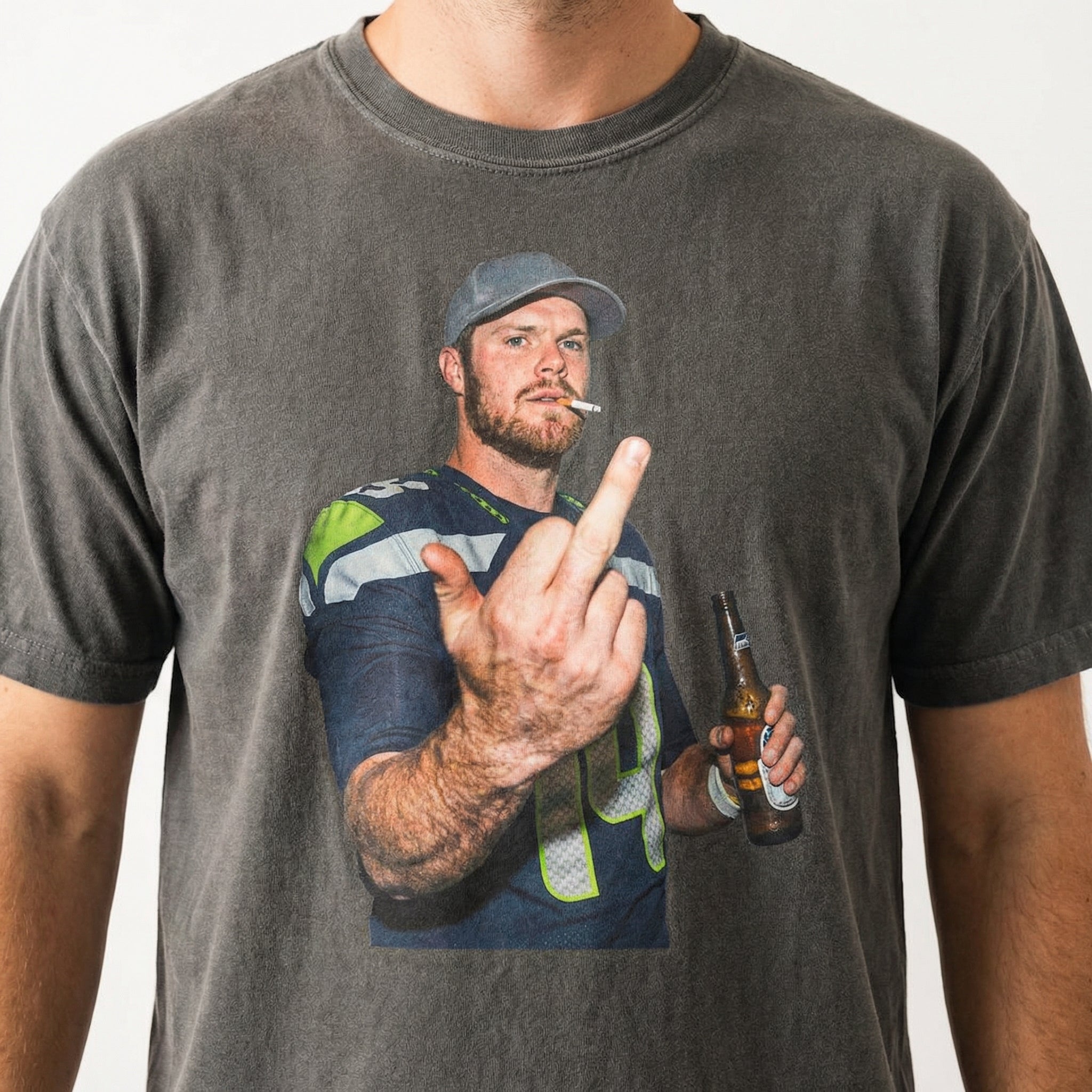 Funny Rebellious Football Fan Graphic T-Shirt – Vintage Darnold Meme Style Tee