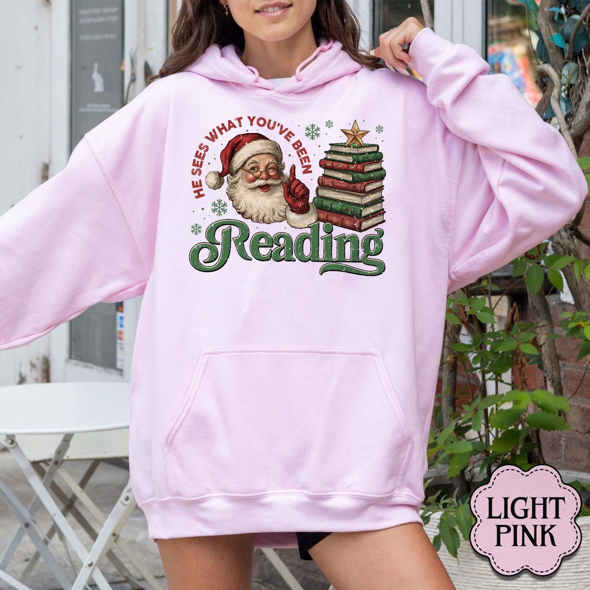 Funny Santa Book Sweatshirt – Christmas Reading Gift for Book Lovers