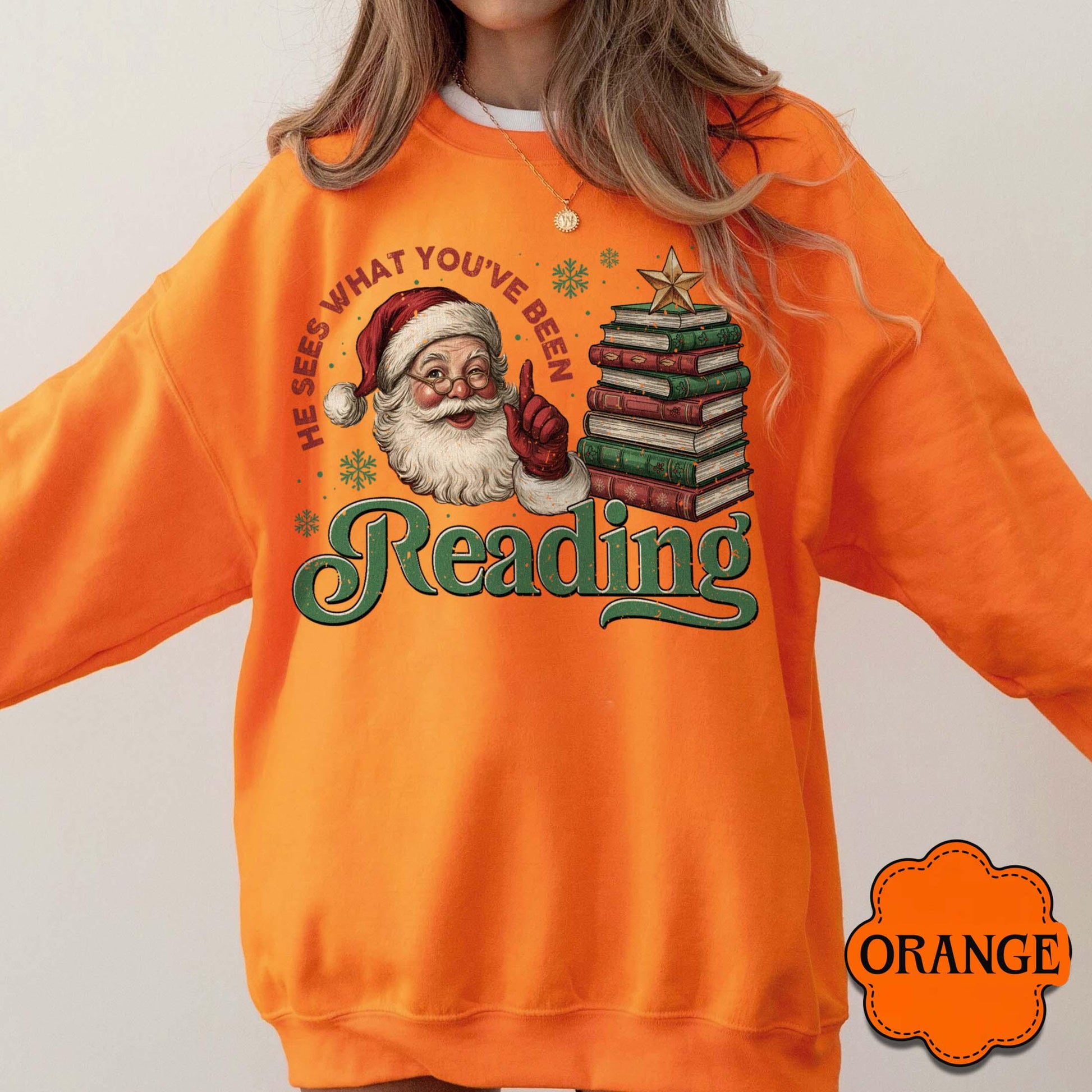 Funny Santa Book Sweatshirt – Christmas Reading Gift for Book Lovers