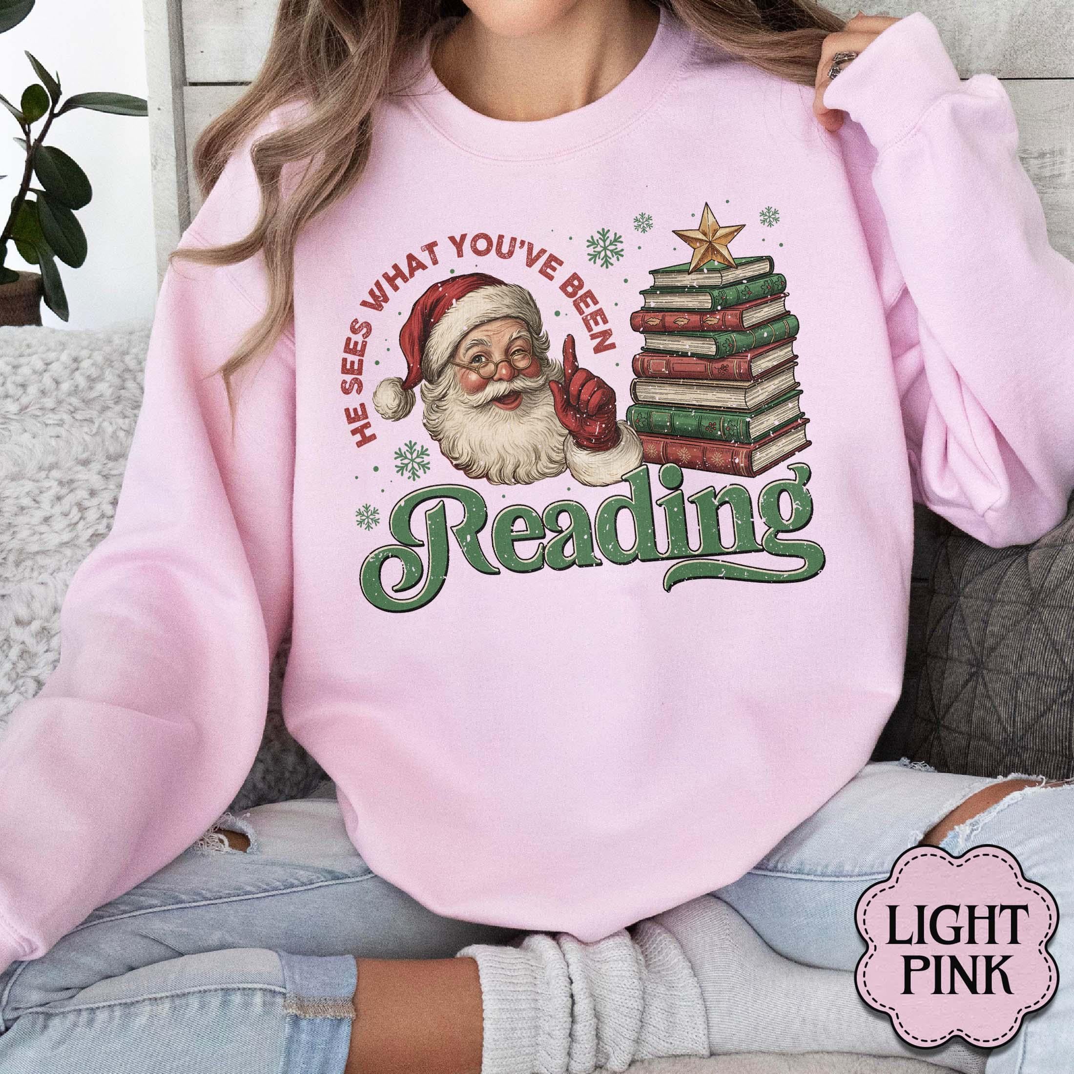 Funny Santa Book Sweatshirt – Christmas Reading Gift for Book Lovers