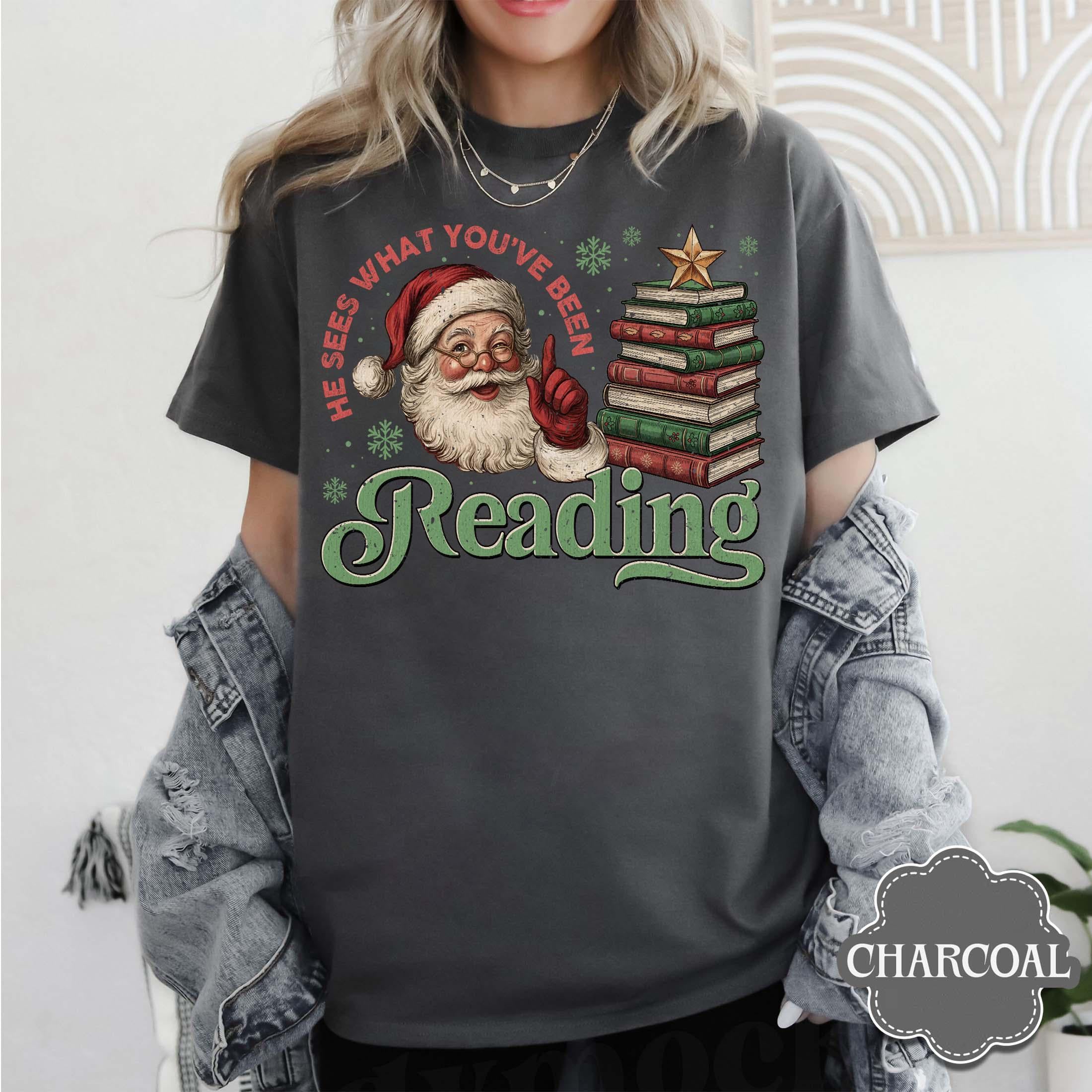 Funny Santa Book Sweatshirt – Christmas Reading Gift for Book Lovers
