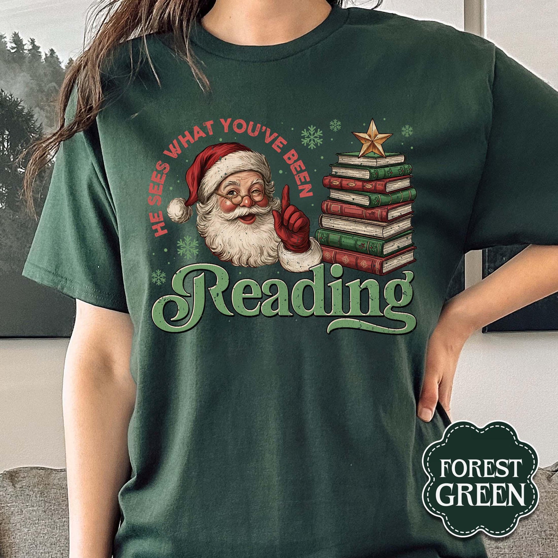 Funny Santa Book Sweatshirt – Christmas Reading Gift for Book Lovers