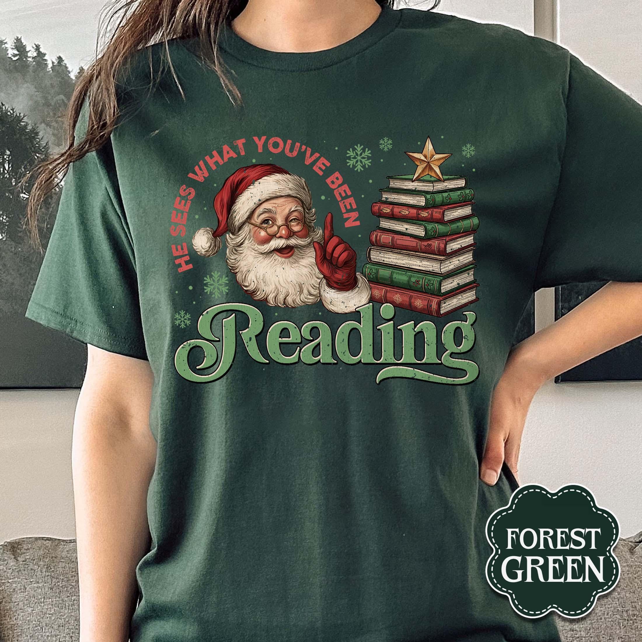 Funny Santa Book Sweatshirt – Christmas Reading Gift for Book Lovers