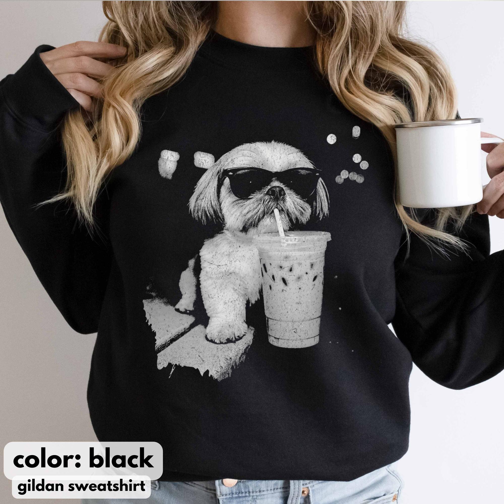 Funny Shih Tzu Iced Coffee T-Shirt – Vintage Dog Lover Gift Tee