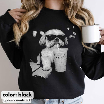 Funny Shih Tzu Iced Coffee T-Shirt – Vintage Dog Lover Gift Tee