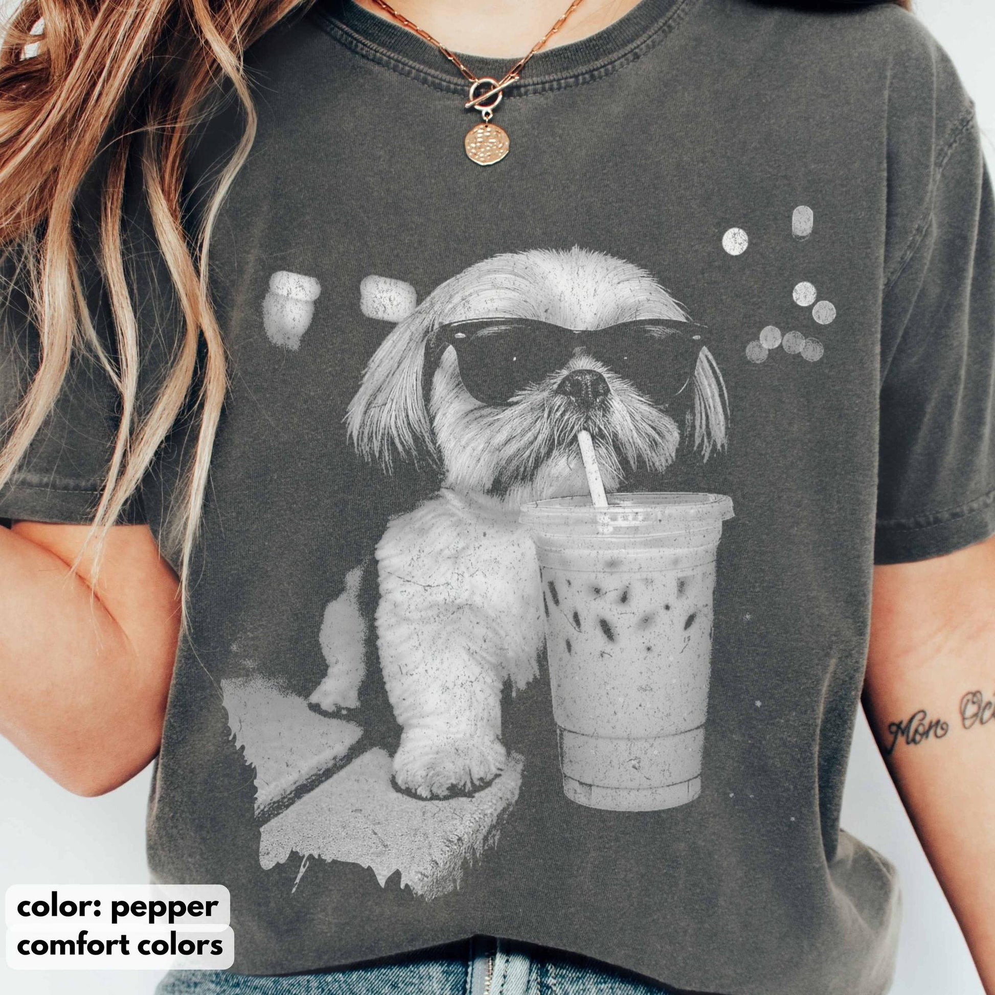 Funny Shih Tzu Iced Coffee T-Shirt – Vintage Dog Lover Gift Tee