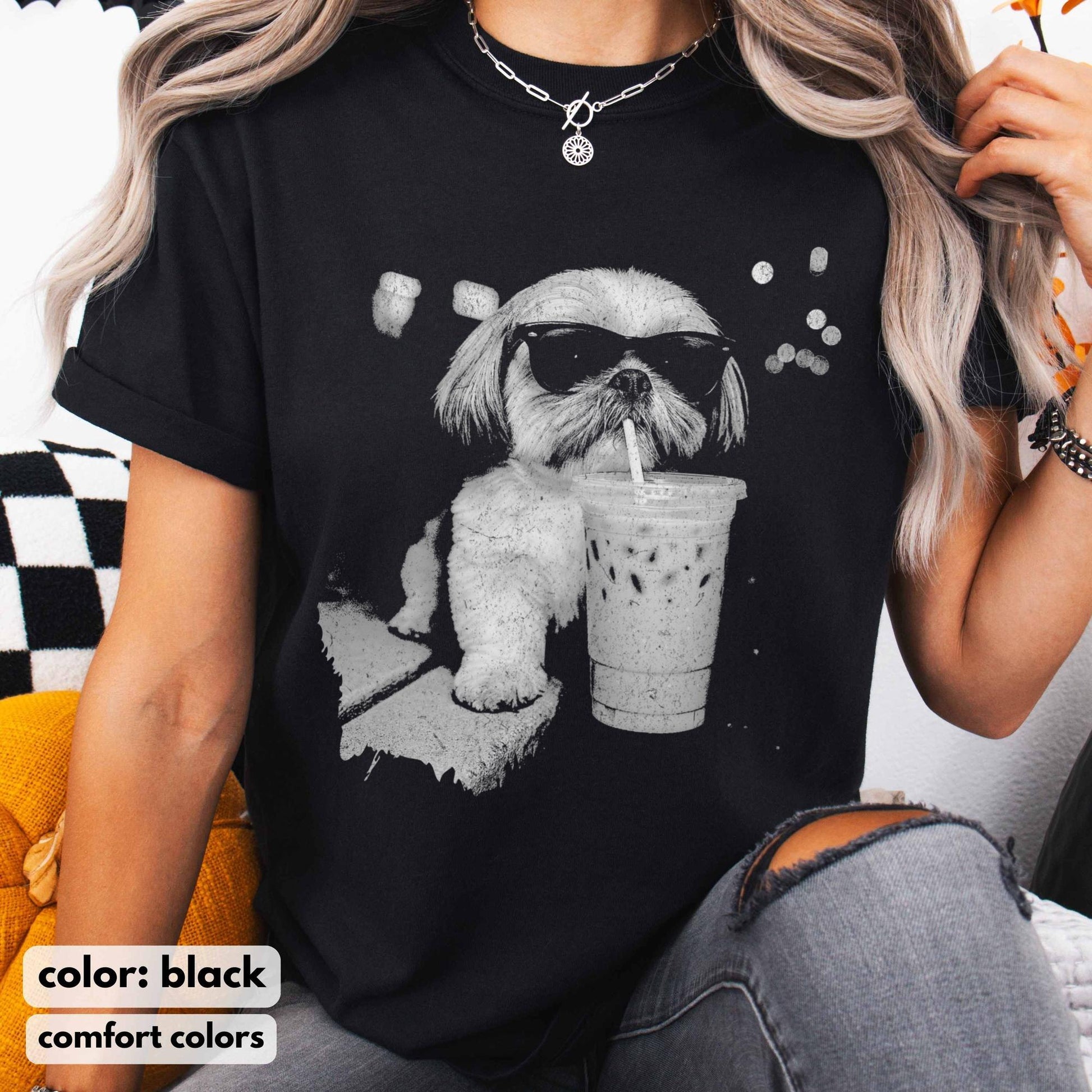 Funny Shih Tzu Iced Coffee T-Shirt – Vintage Dog Lover Gift Tee