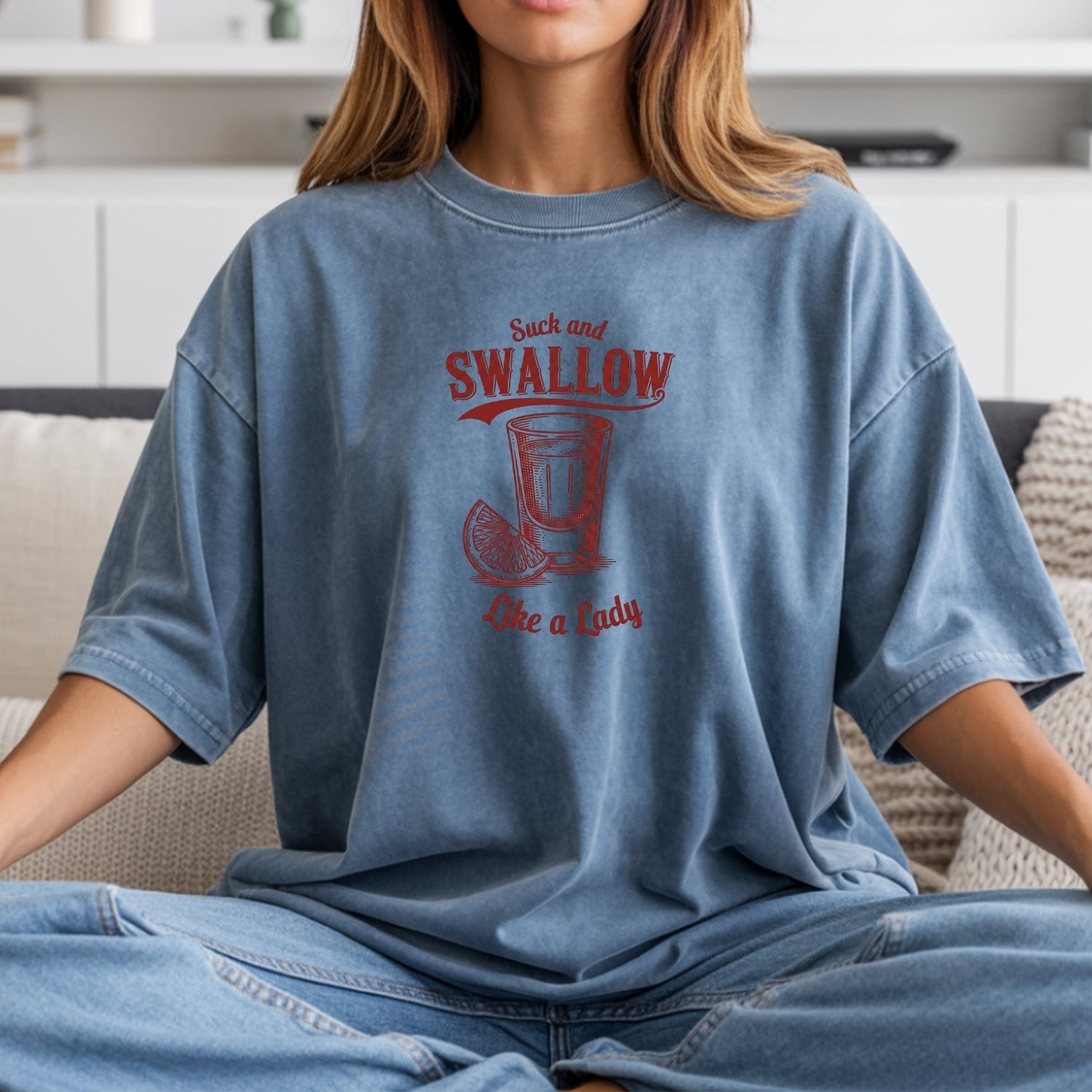 Funny Swallow Like a Lady Adult Humor T-Shirt – Cheeky Sarcasm Unisex Graphic Tee
