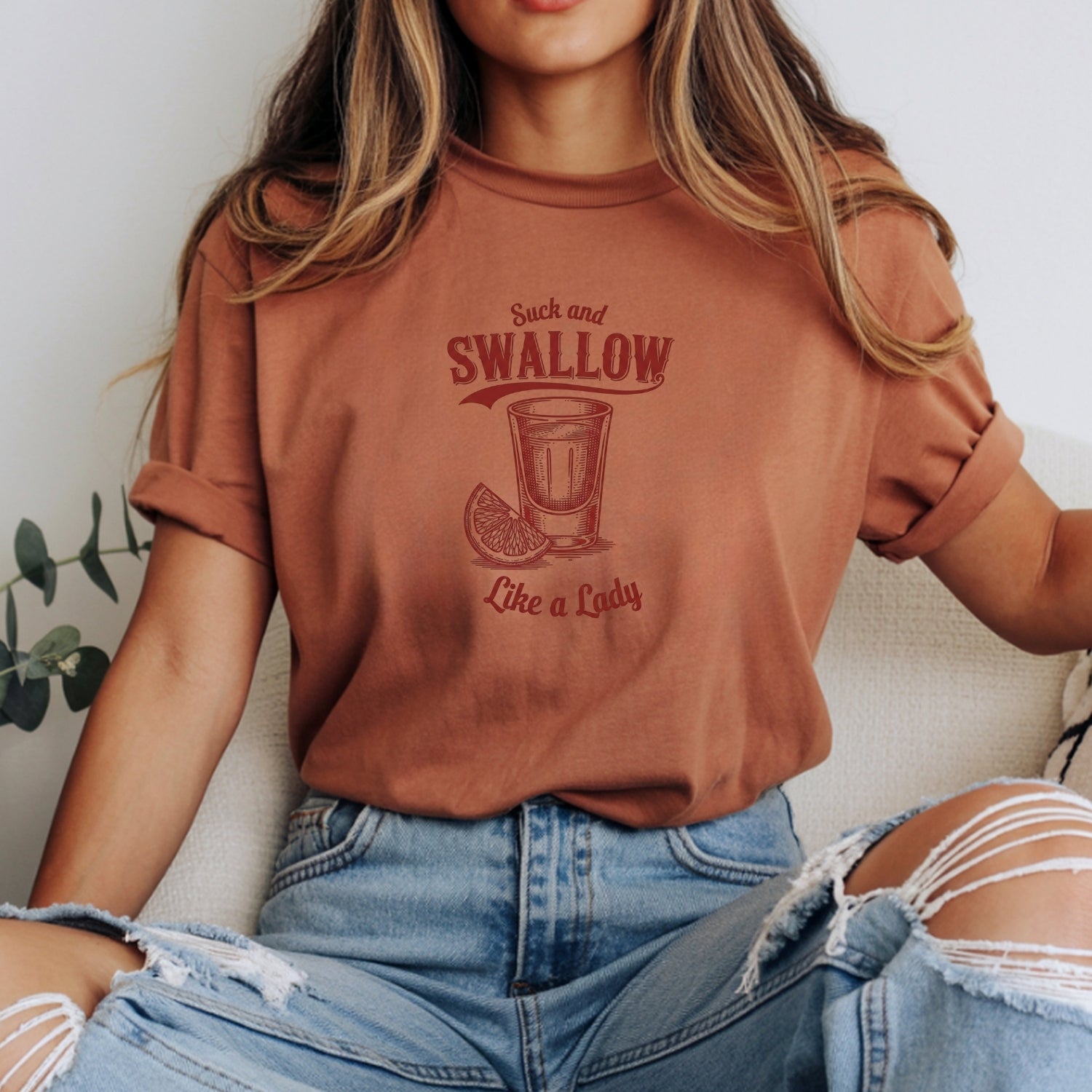 Funny Swallow Like a Lady Adult Humor T-Shirt – Cheeky Sarcasm Unisex Graphic Tee