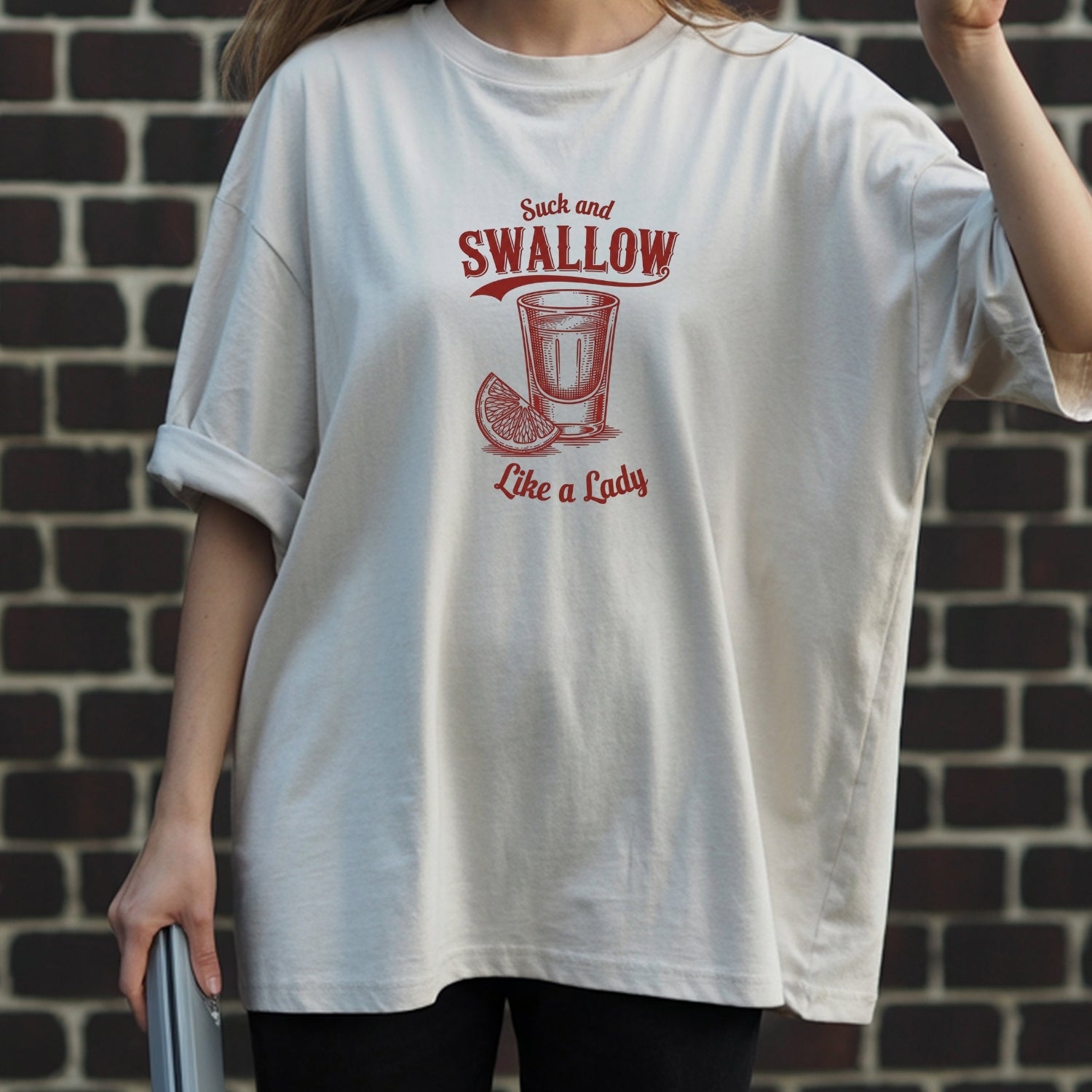 Funny Swallow Like a Lady Adult Humor T-Shirt – Cheeky Sarcasm Unisex Graphic Tee