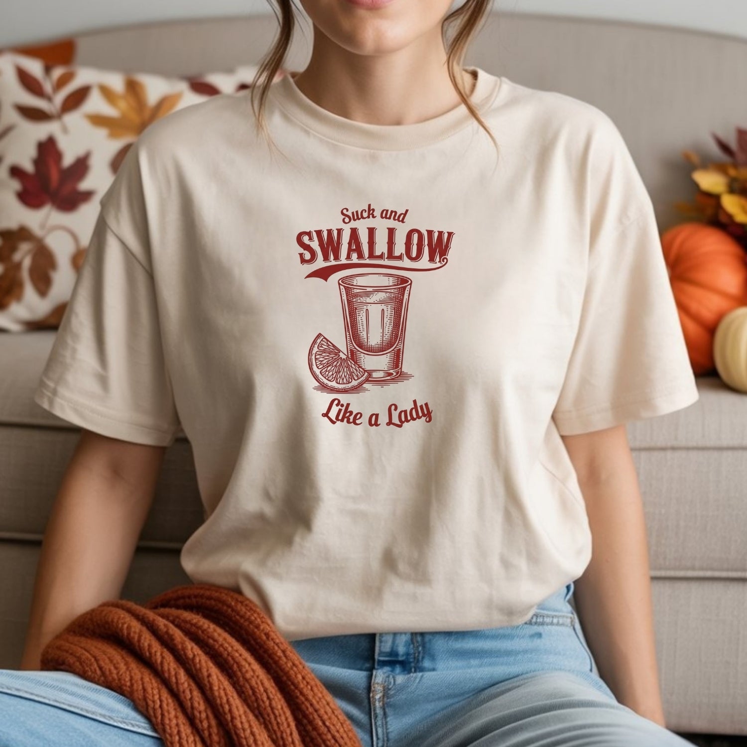 Funny Swallow Like a Lady Adult Humor T-Shirt – Cheeky Sarcasm Unisex Graphic Tee