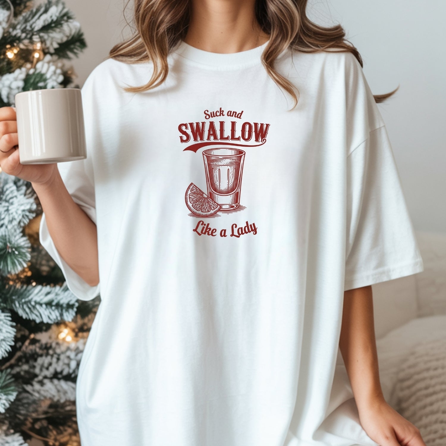 Funny Swallow Like a Lady Adult Humor T-Shirt – Cheeky Sarcasm Unisex Graphic Tee