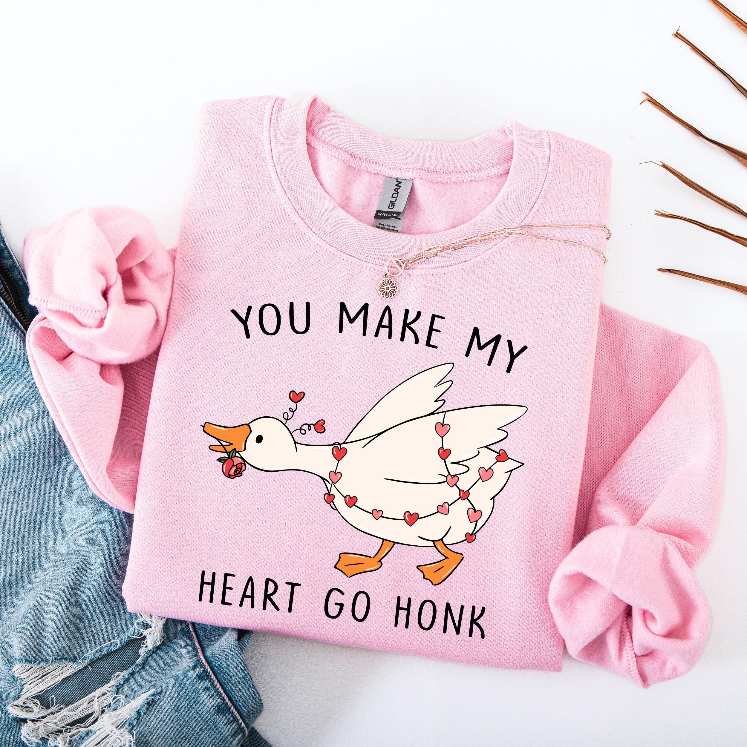 Funny Valentine Goose Shirt – Pink Coquette You Make My Heart Go Honk Tee
