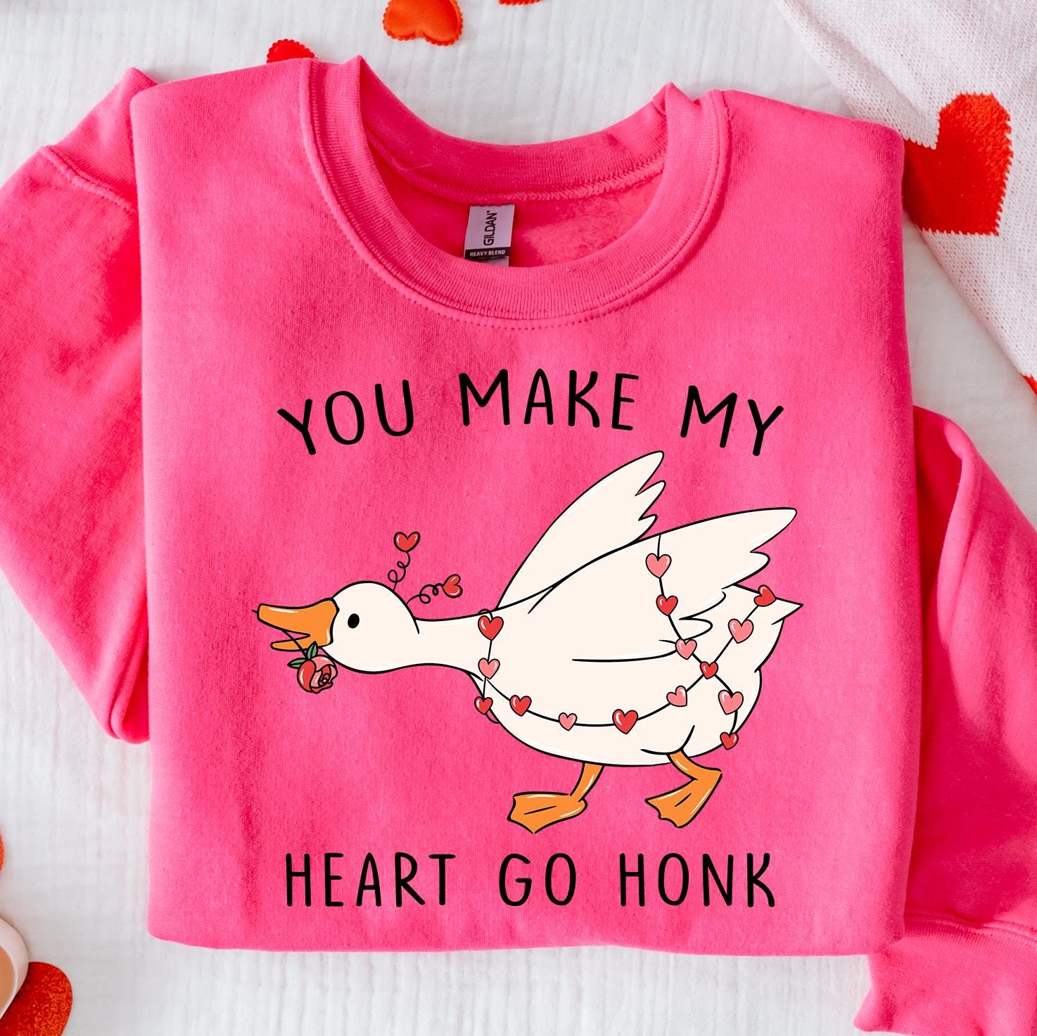Funny Valentine Goose Shirt – Pink Coquette You Make My Heart Go Honk Tee