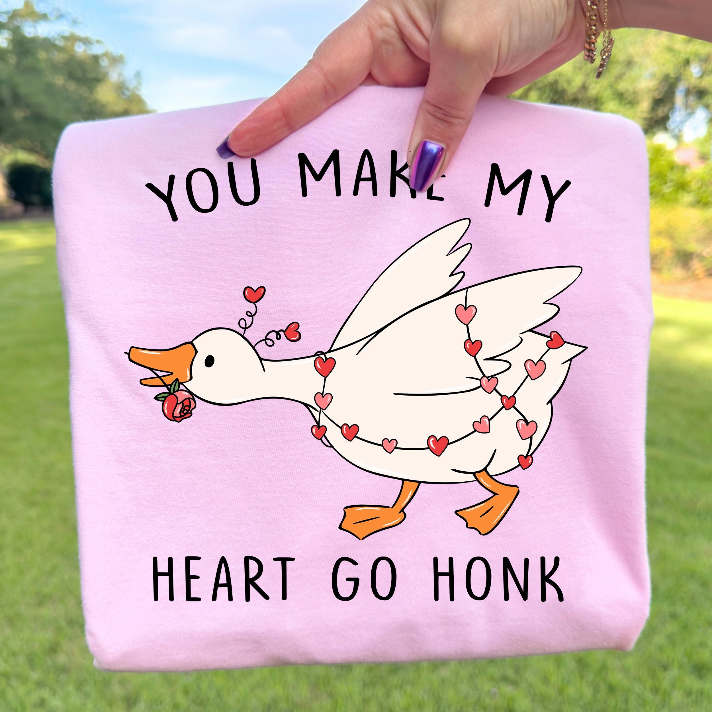 Funny Valentine Goose Shirt – Pink Coquette You Make My Heart Go Honk Tee