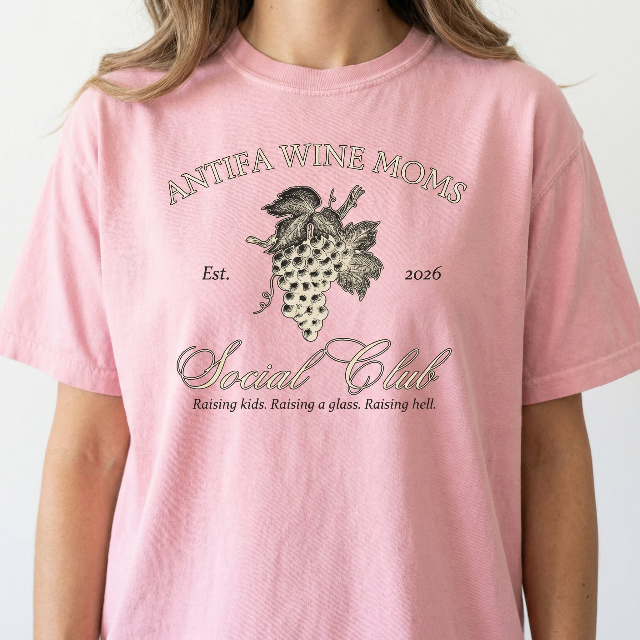 Funny Wine Mom Parody Graphic T-Shirt – Organized Moms Humor Tee