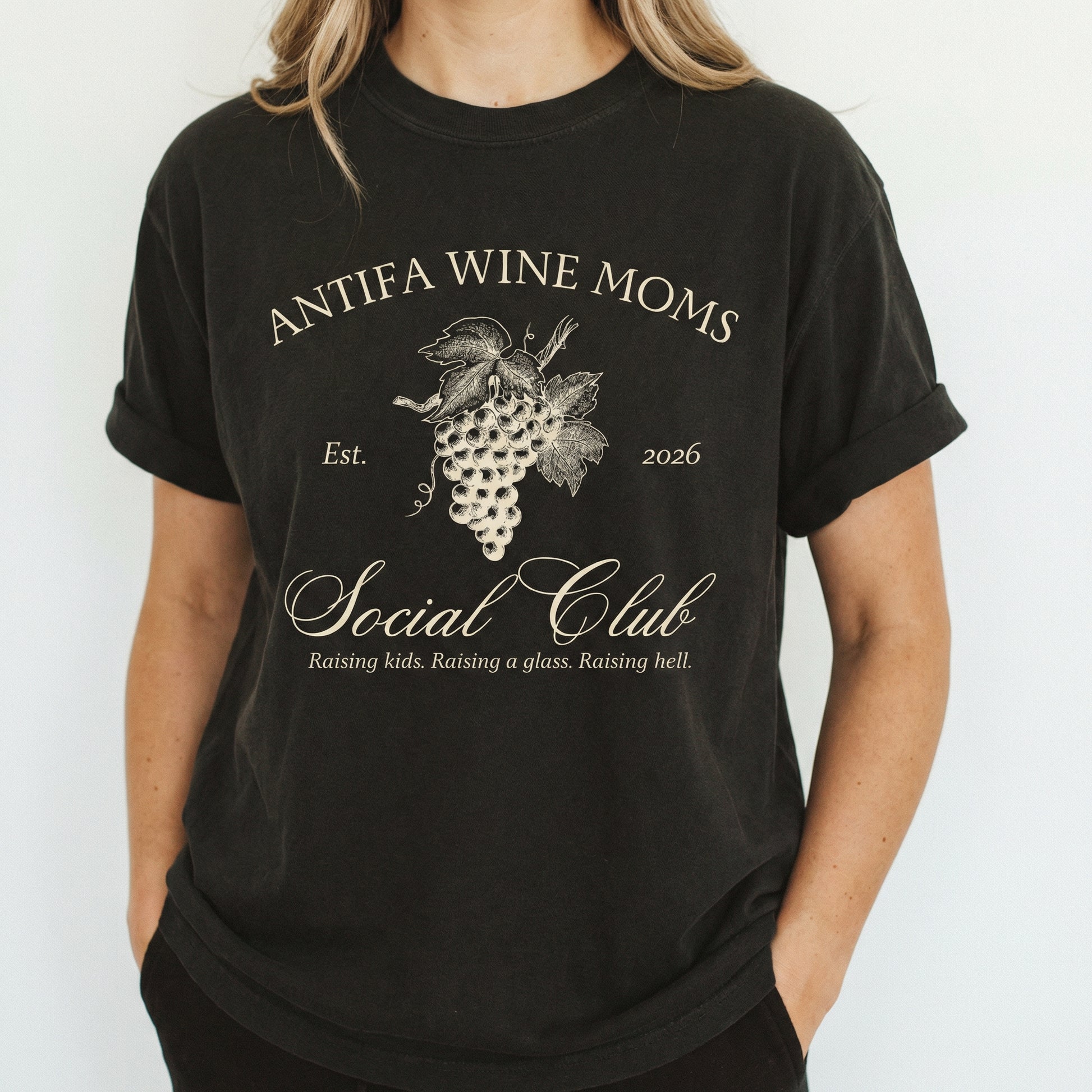 Funny Wine Mom Parody Graphic T-Shirt – Organized Moms Humor Tee