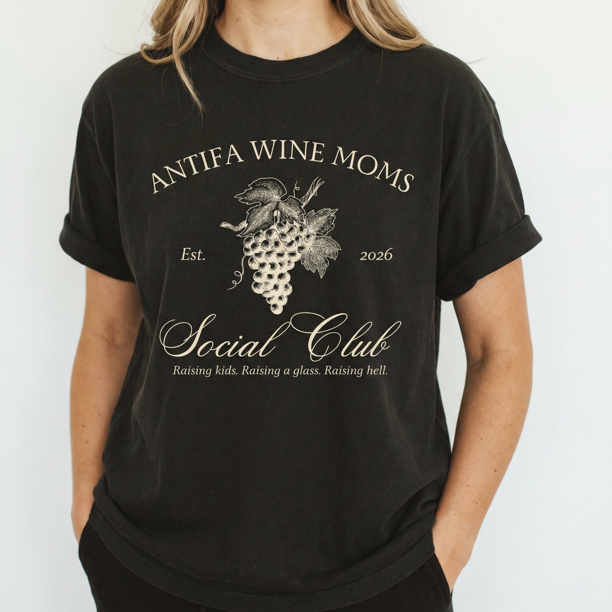Funny Wine Mom Parody Graphic T-Shirt – Organized Moms Humor Tee