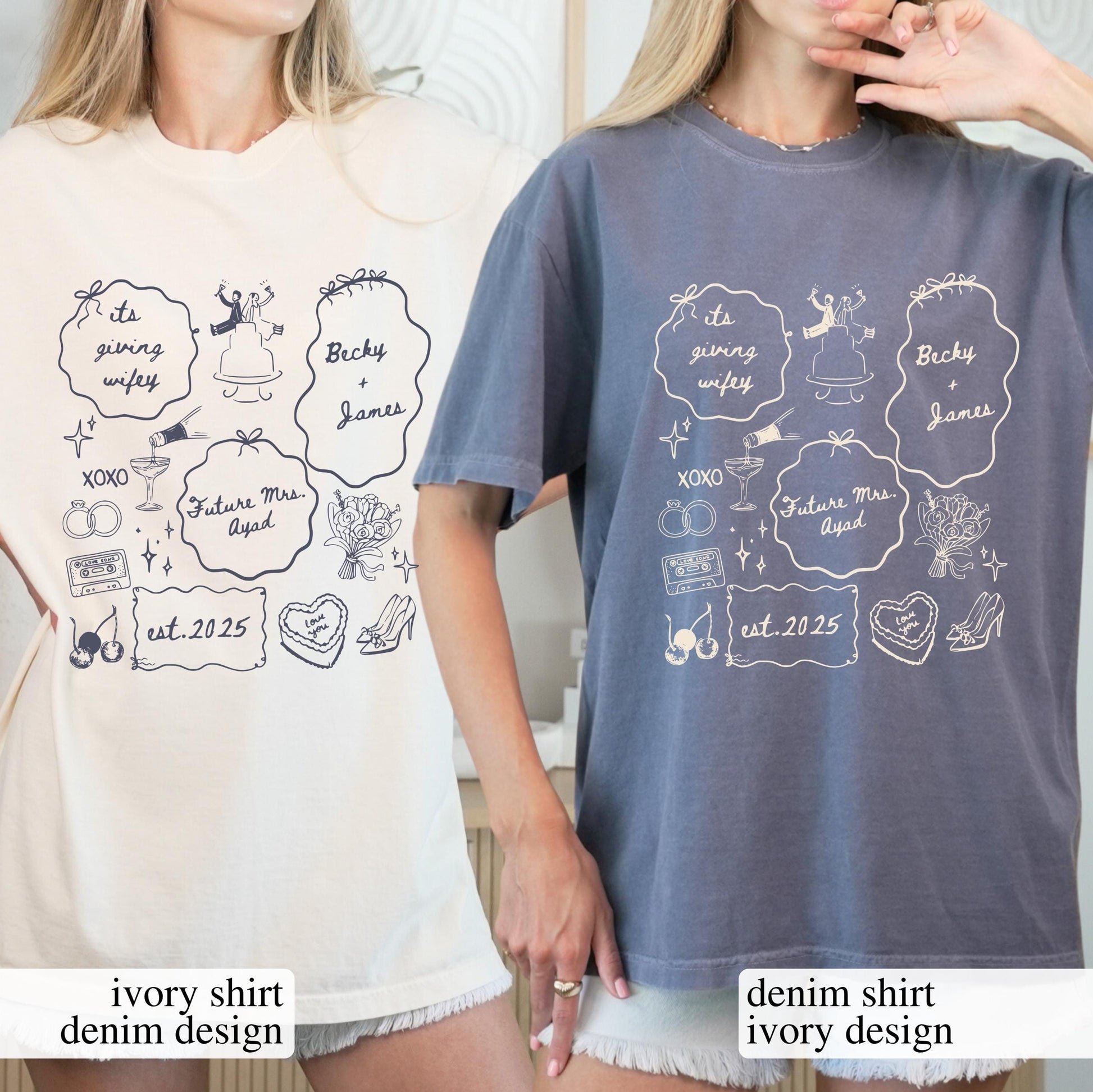 Future Mrs Graphic T-Shirt - Custom Personalized Bride To Be Engagement Tee  – Gearcouple, image size:1946x1945