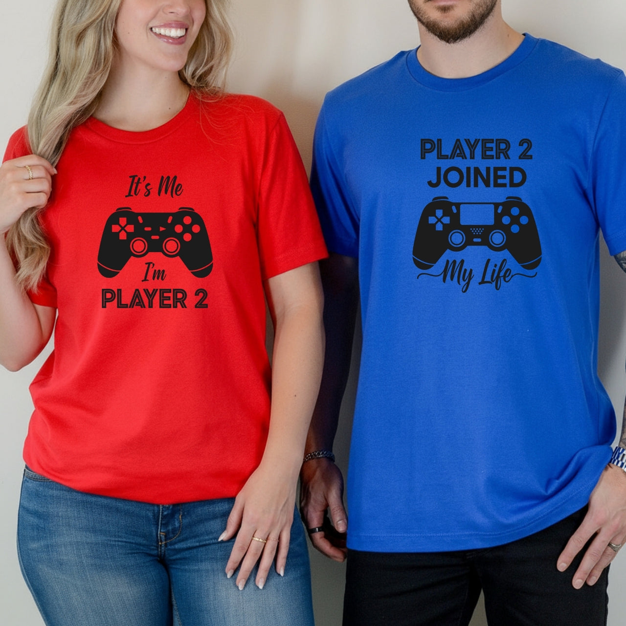 Gamer Player 2 Joined My Life It's Me Player 2 Matching T-Shirts For Couples