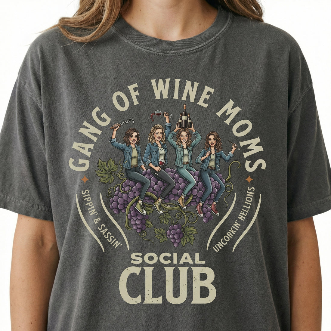 Gang of Wine Moms Social Club T-Shirt – Funny Wine Mom Graphic Tee