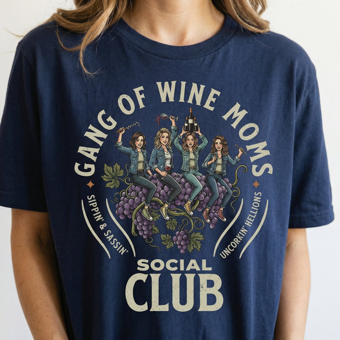 Gang of Wine Moms Social Club T-Shirt – Funny Wine Mom Graphic Tee