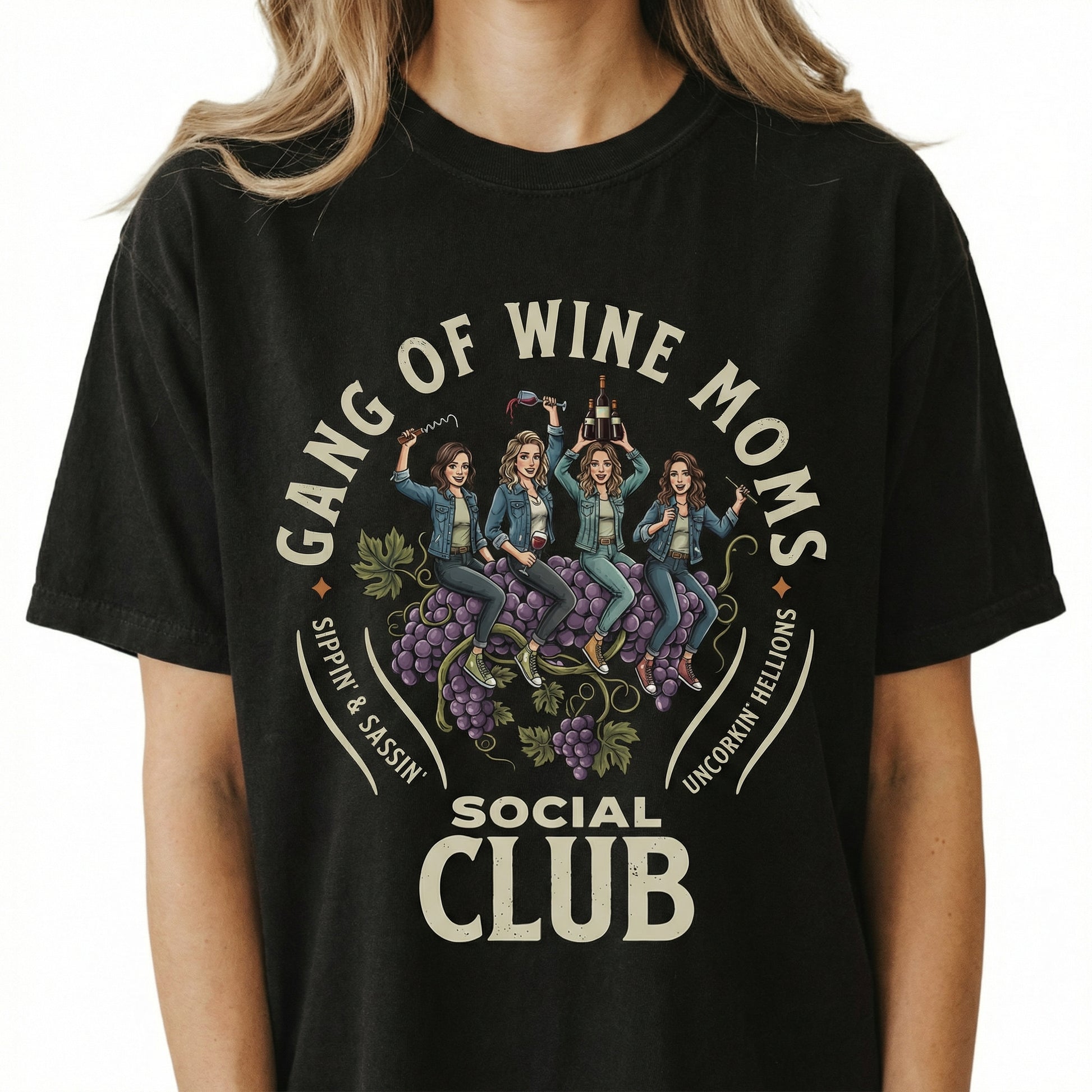 Gang of Wine Moms Social Club T-Shirt – Funny Wine Mom Graphic Tee