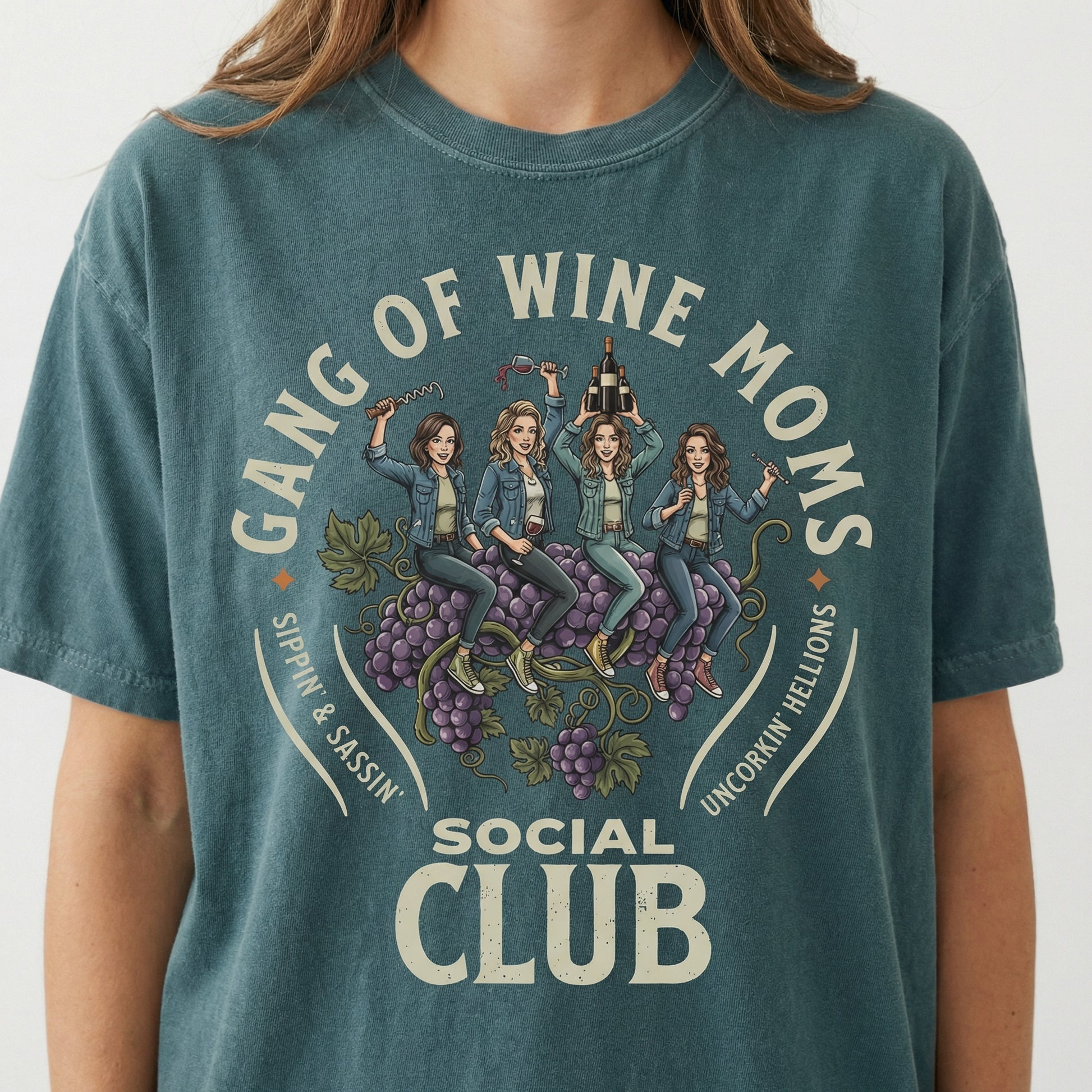 Gang of Wine Moms Social Club T-Shirt – Funny Wine Mom Graphic Tee