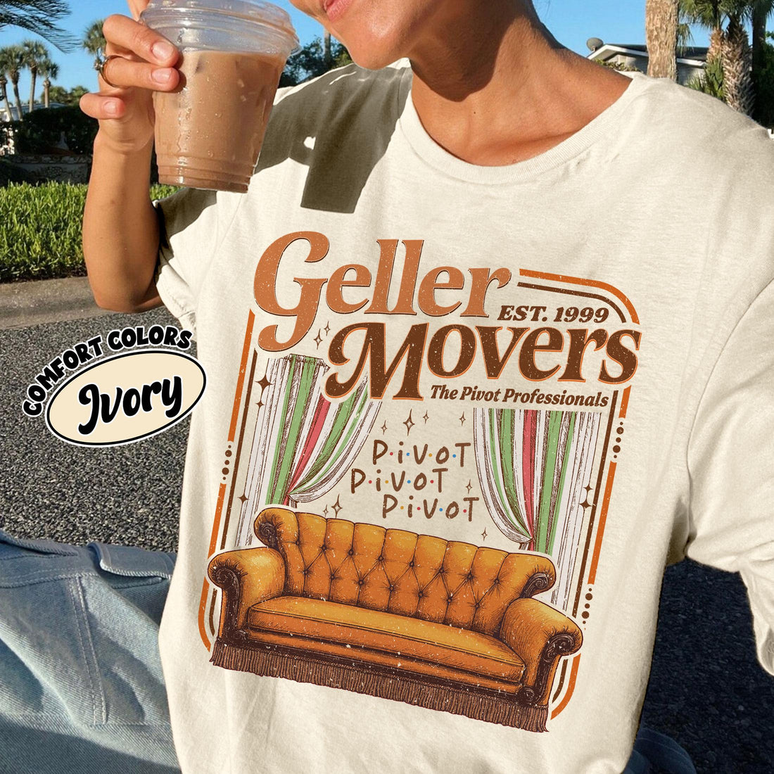 Geller Movers Inspired Shirt – Funny Pivot Scene T-Shirt, 90s TV Show Parody Tee