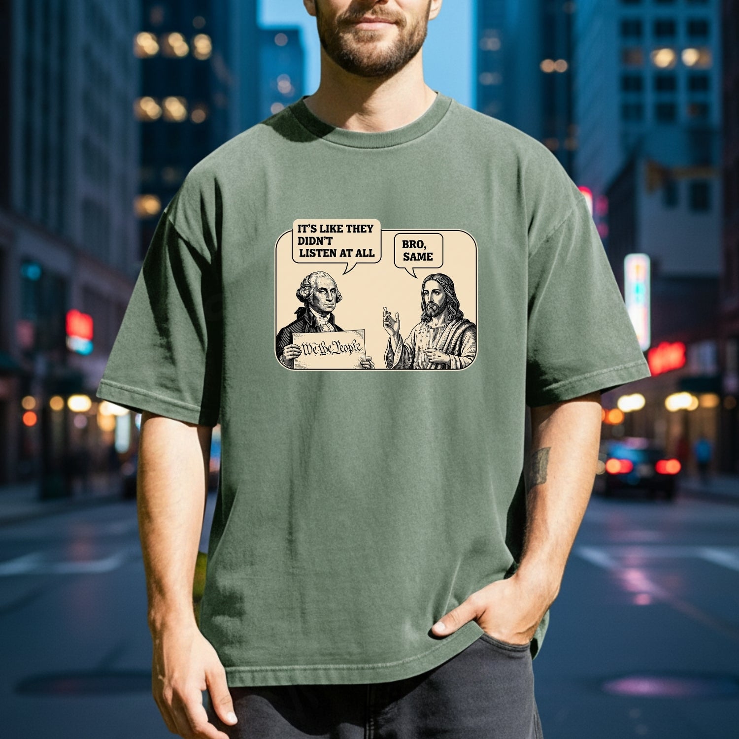 George and Jesus T-Shirt – Vintage Style Unisex Graphic Tee