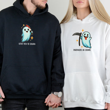 Ghost with Scythe & Ghost with Knife Matching Hoodies For Couples
