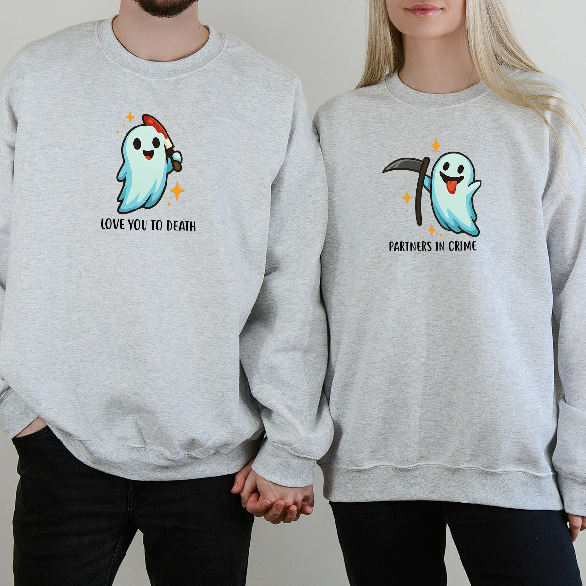 Ghost with Scythe & Ghost with Knife Matching Hoodies For Couples