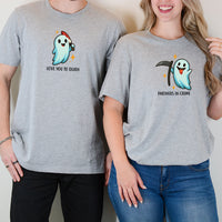 Ghost with Scythe & Ghost with Knife Matching T-Shirts For Couples