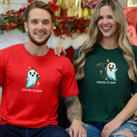 Ghost with Scythe & Ghost with Knife Matching T-Shirts For Couples