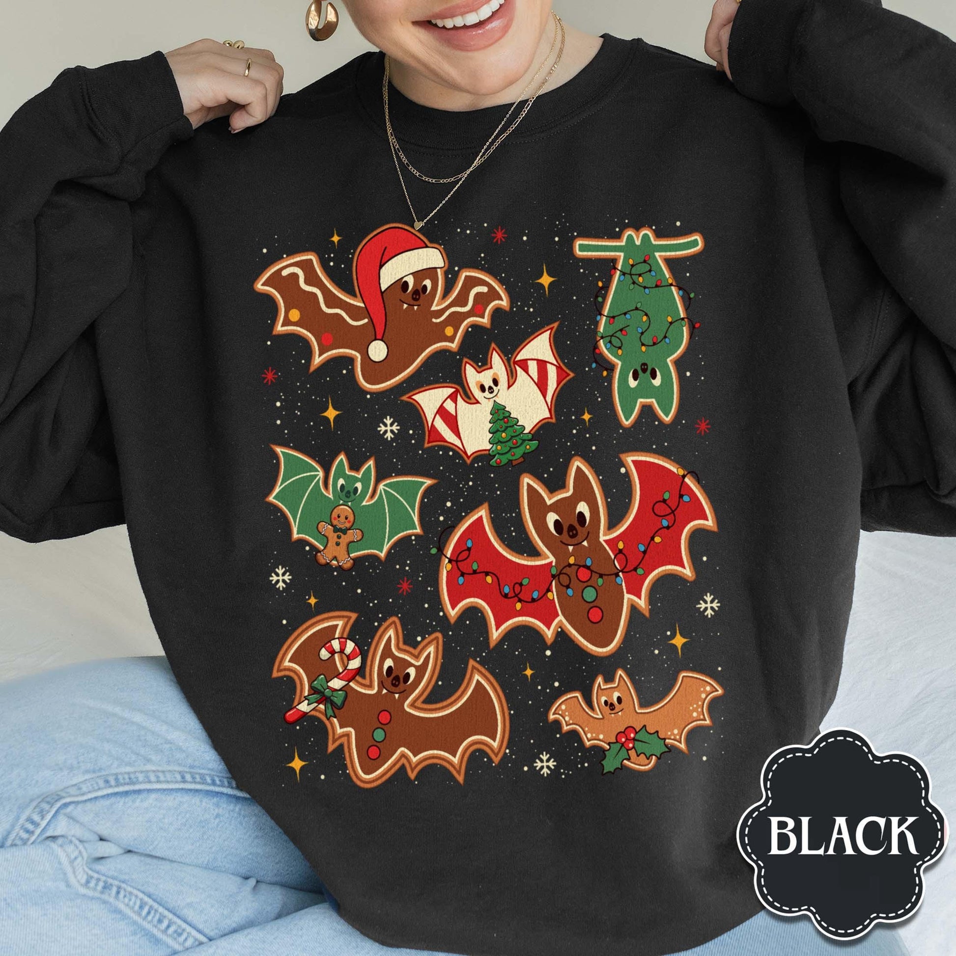 Gingerbread Bats Christmas Sweatshirt – Gothic Holiday Shirt