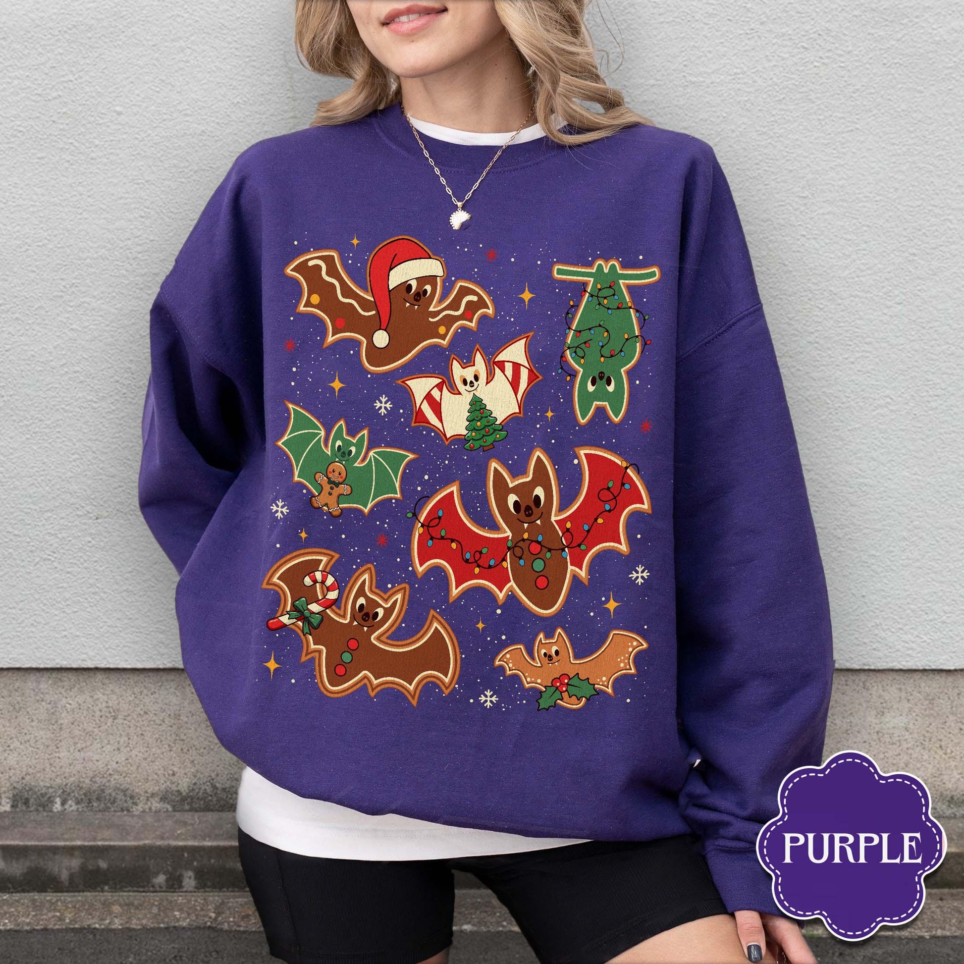 Gingerbread Bats Christmas Sweatshirt – Gothic Holiday Shirt