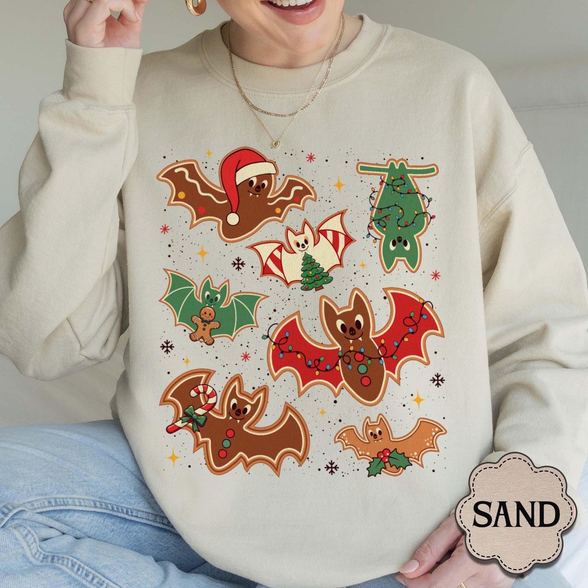 Gingerbread Bats Christmas Sweatshirt – Gothic Holiday Shirt