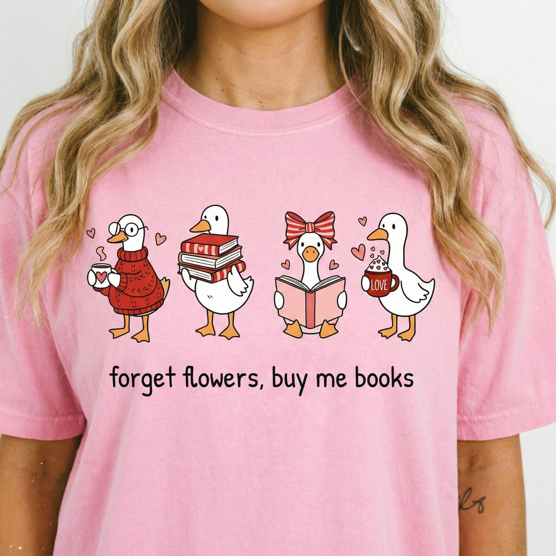 Goose Book Lover Graphic T-Shirt – Bookish Valentine Quote Tee