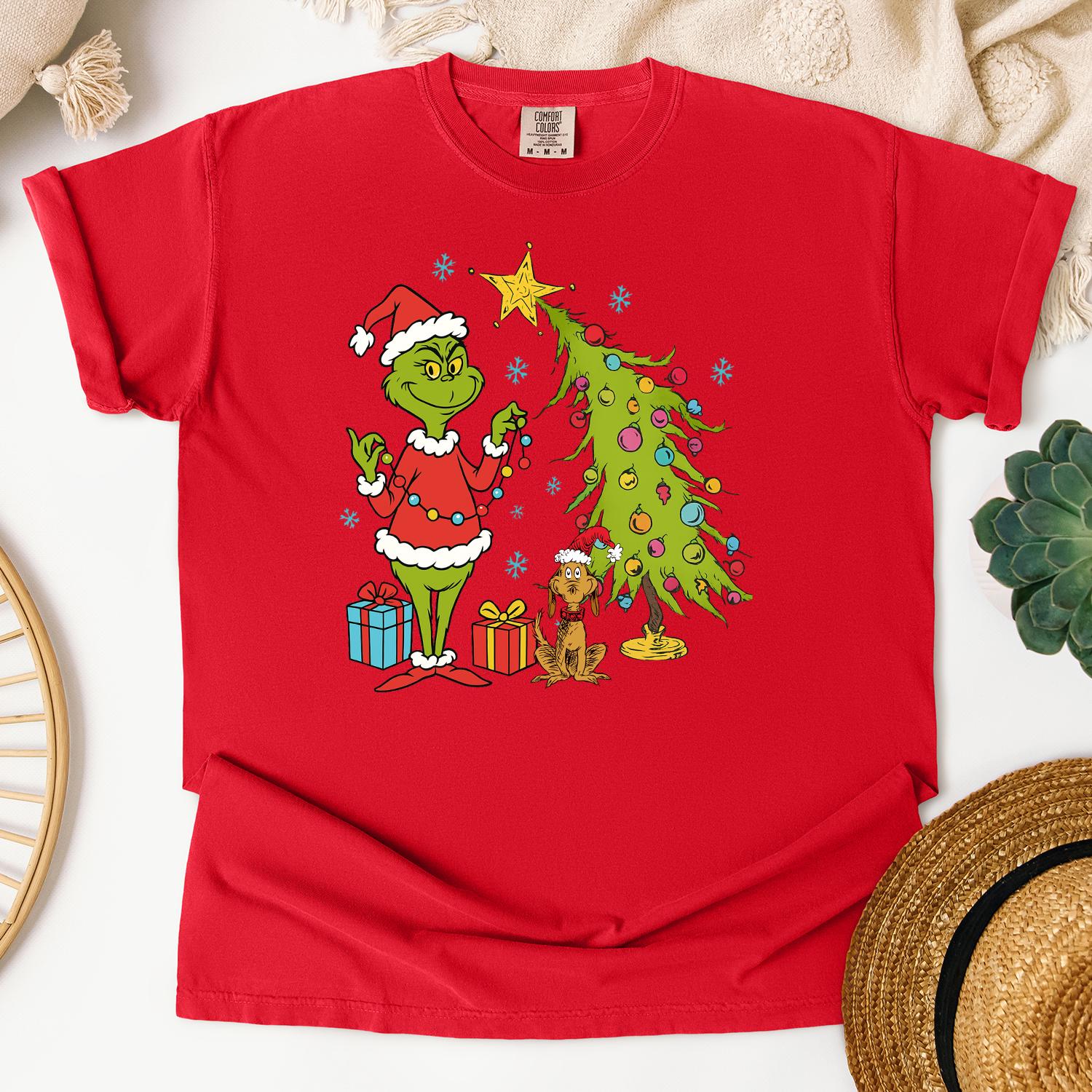 Grinch Inspired Christmas Shirt – Whimsical Christmas Tree Holiday Tee
